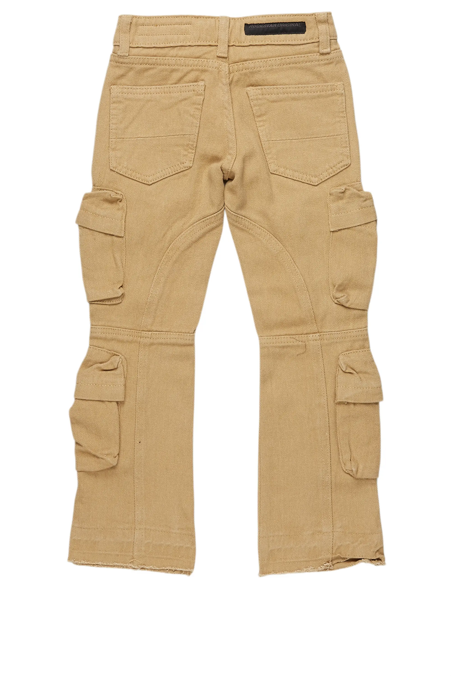 Boys Gregor Beige Stacked Flare Cargo Jean