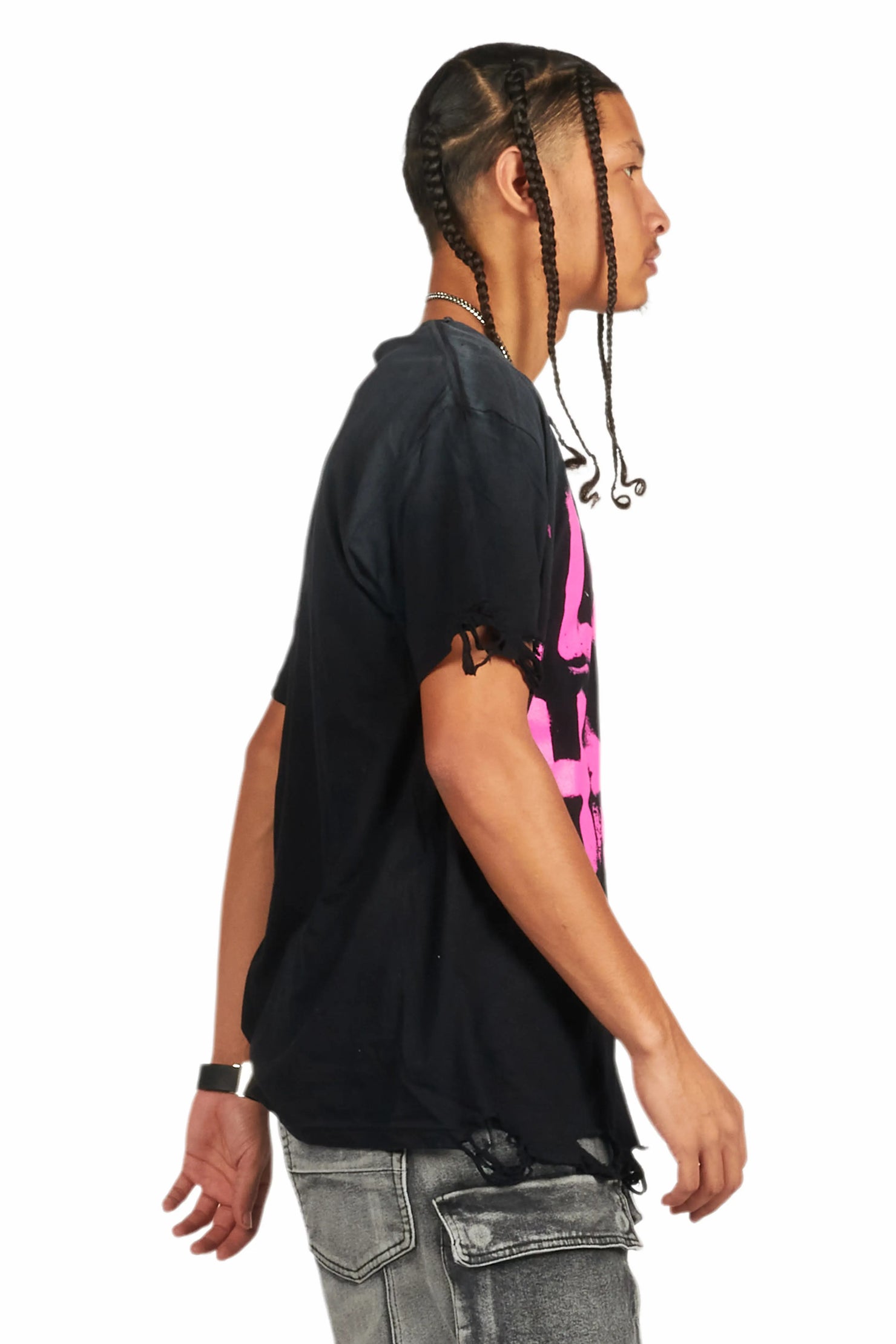 Banyan Black/Pink Graphic Oversized T-Shirt