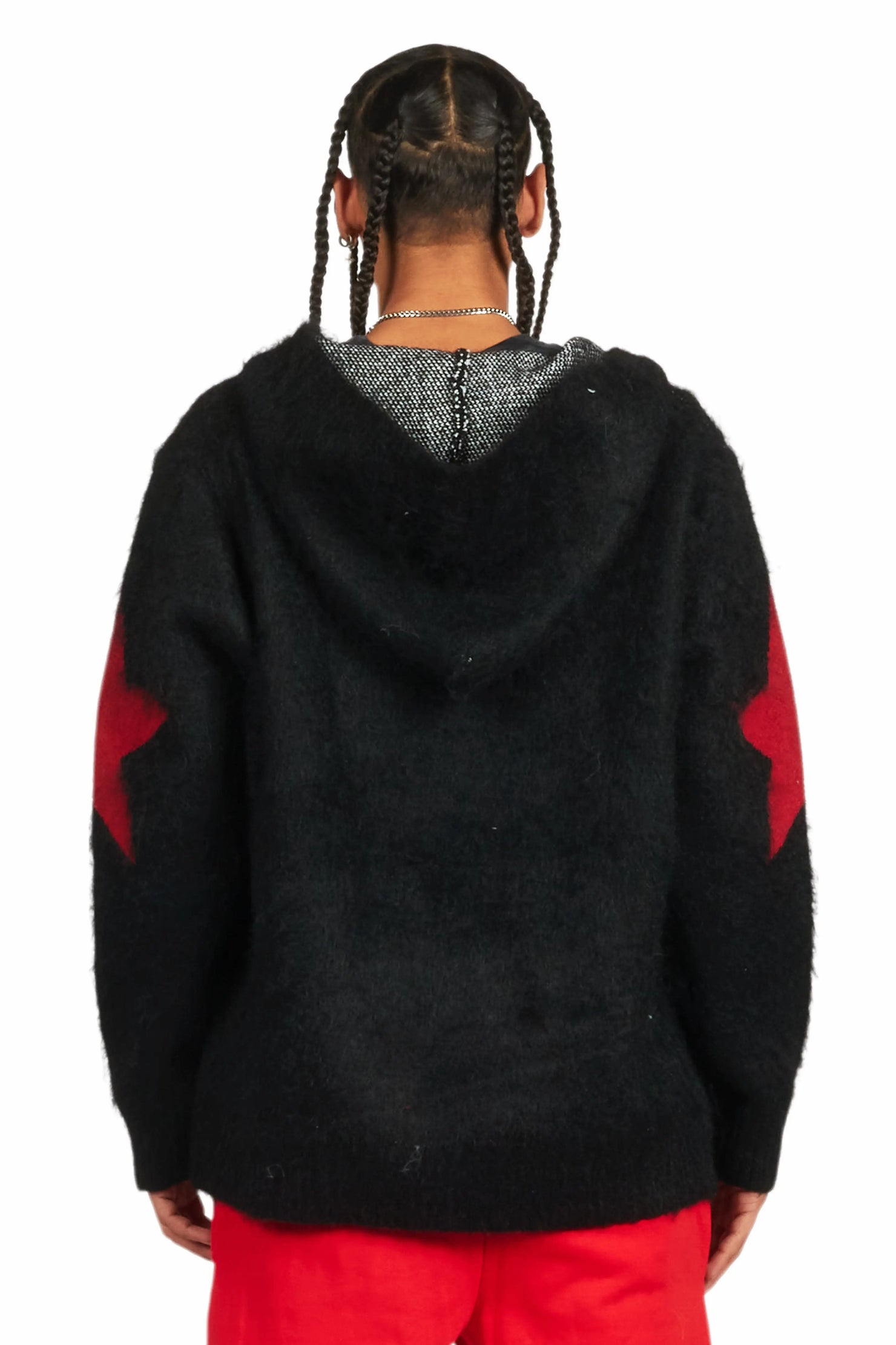 States Black Graphic Knitted Mohair Hoodie