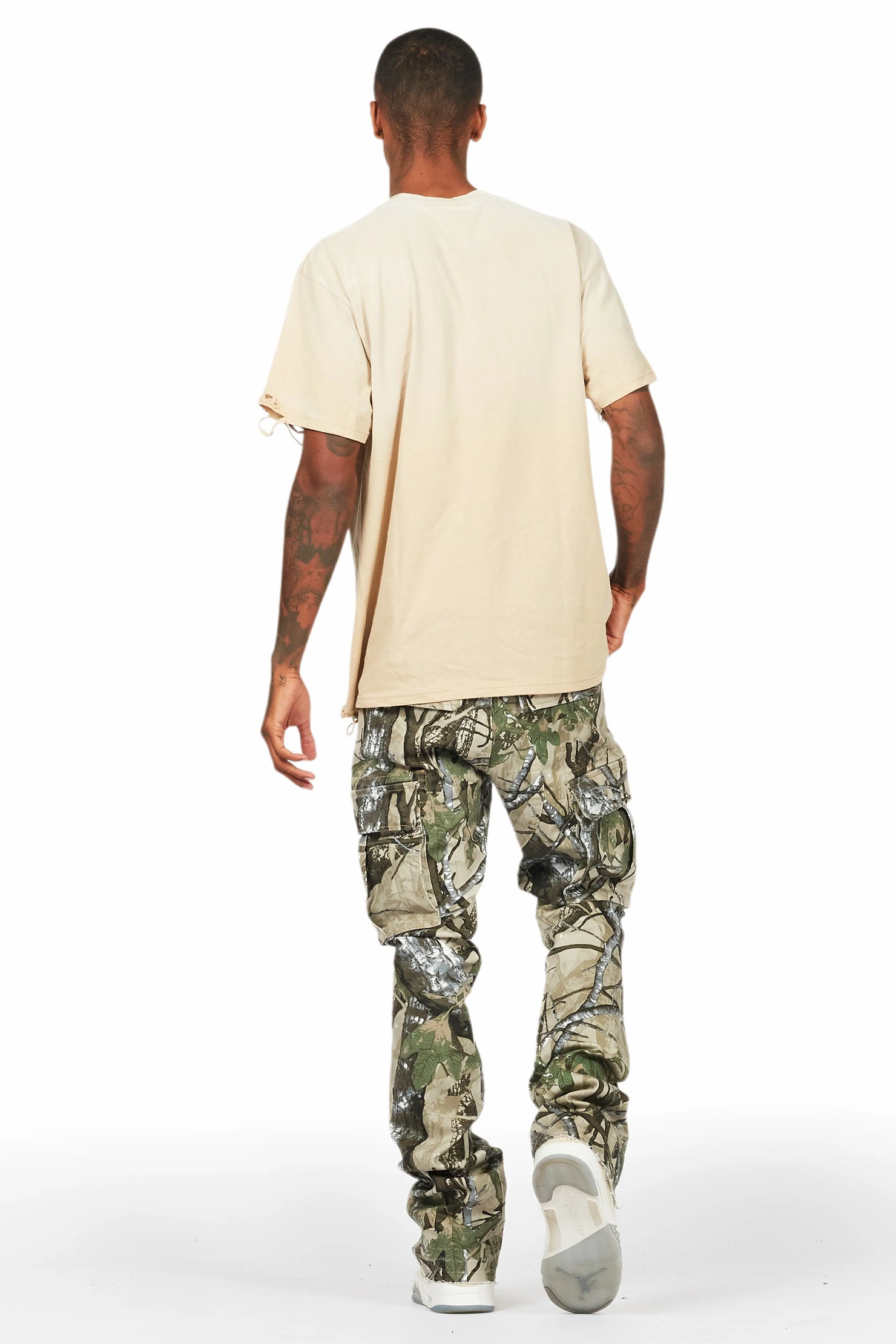 Tarl Beige T-Shirt/Stacked Flare Jean Bundle