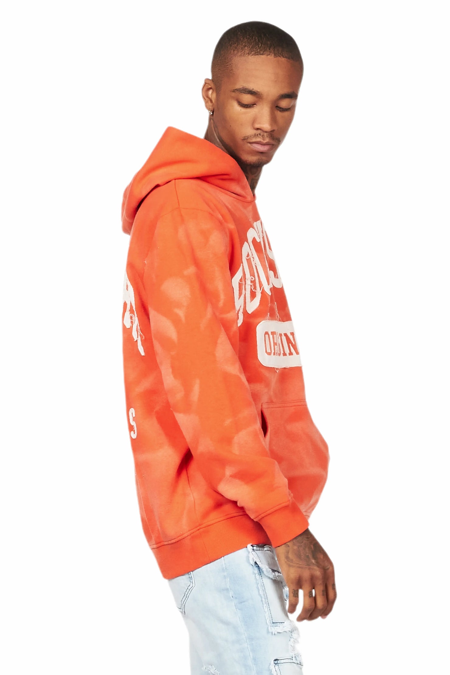 Member Orange Patchwork Graphic Hoodie