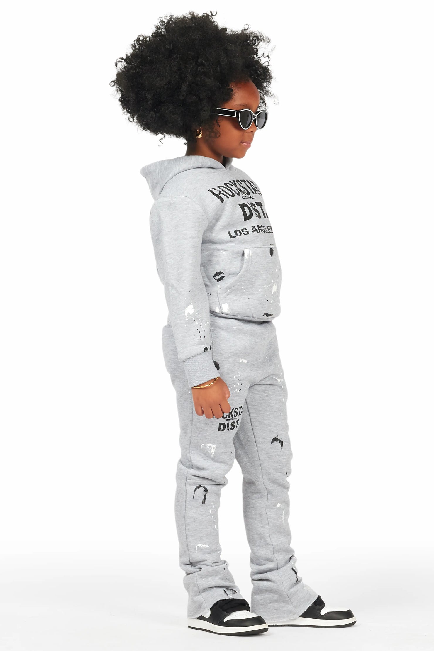 Girls Scarlie Grey Stacked Flare Track Set