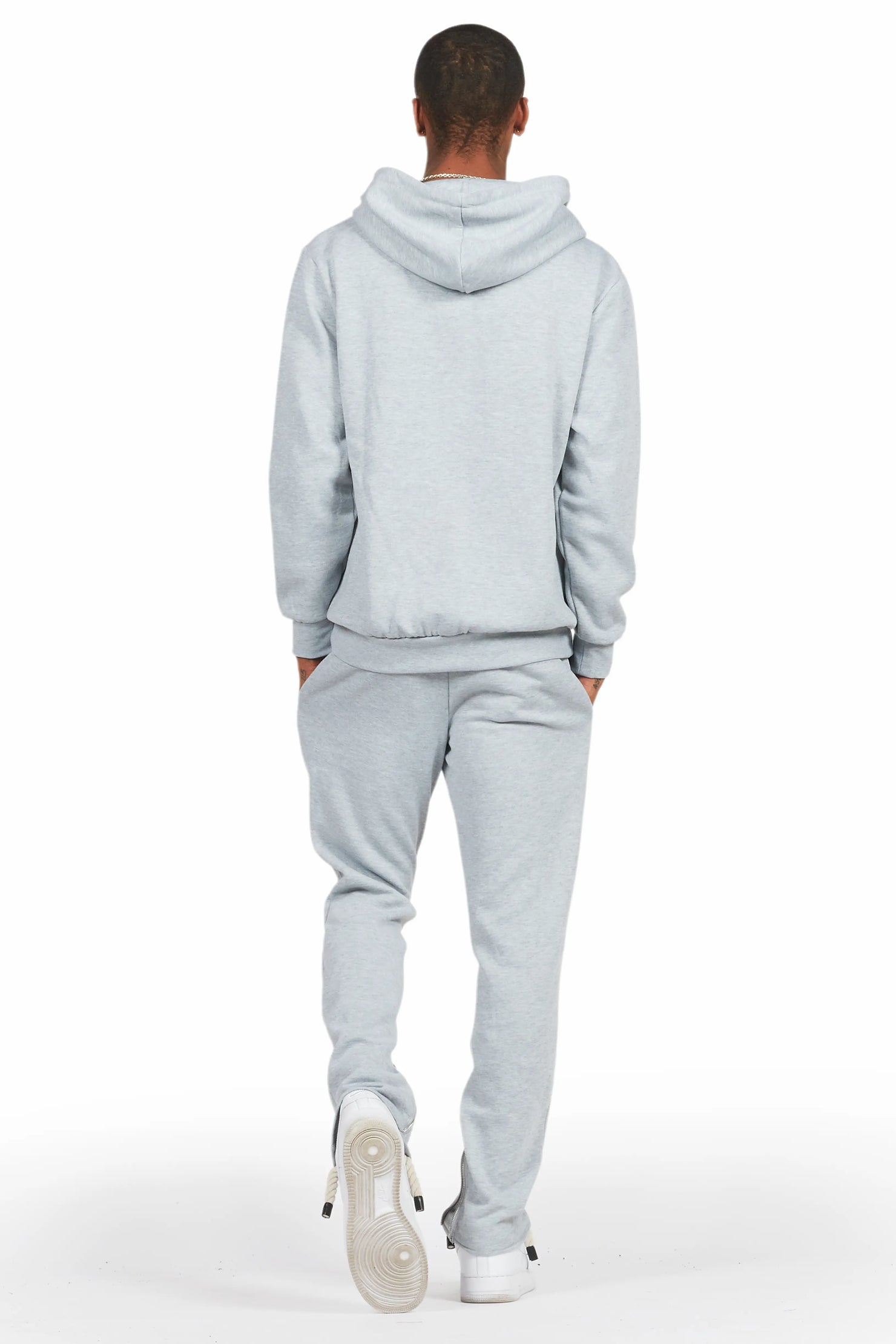 Basic Heather Grey Hoodie/Slim Fit Track Set