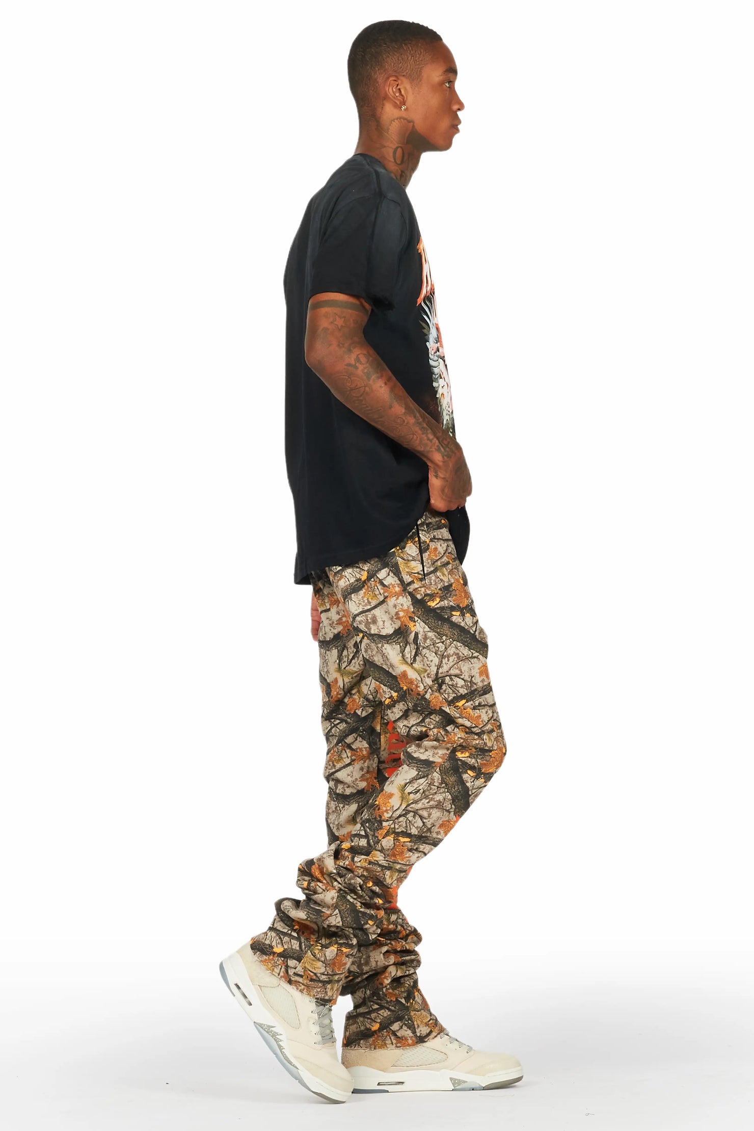 Callie Tree Camo Super Stacked Flare Pants