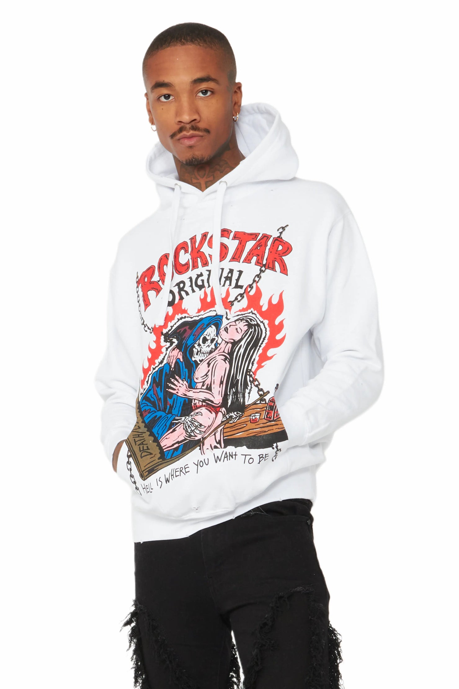 Vale White Graphic Hoodie