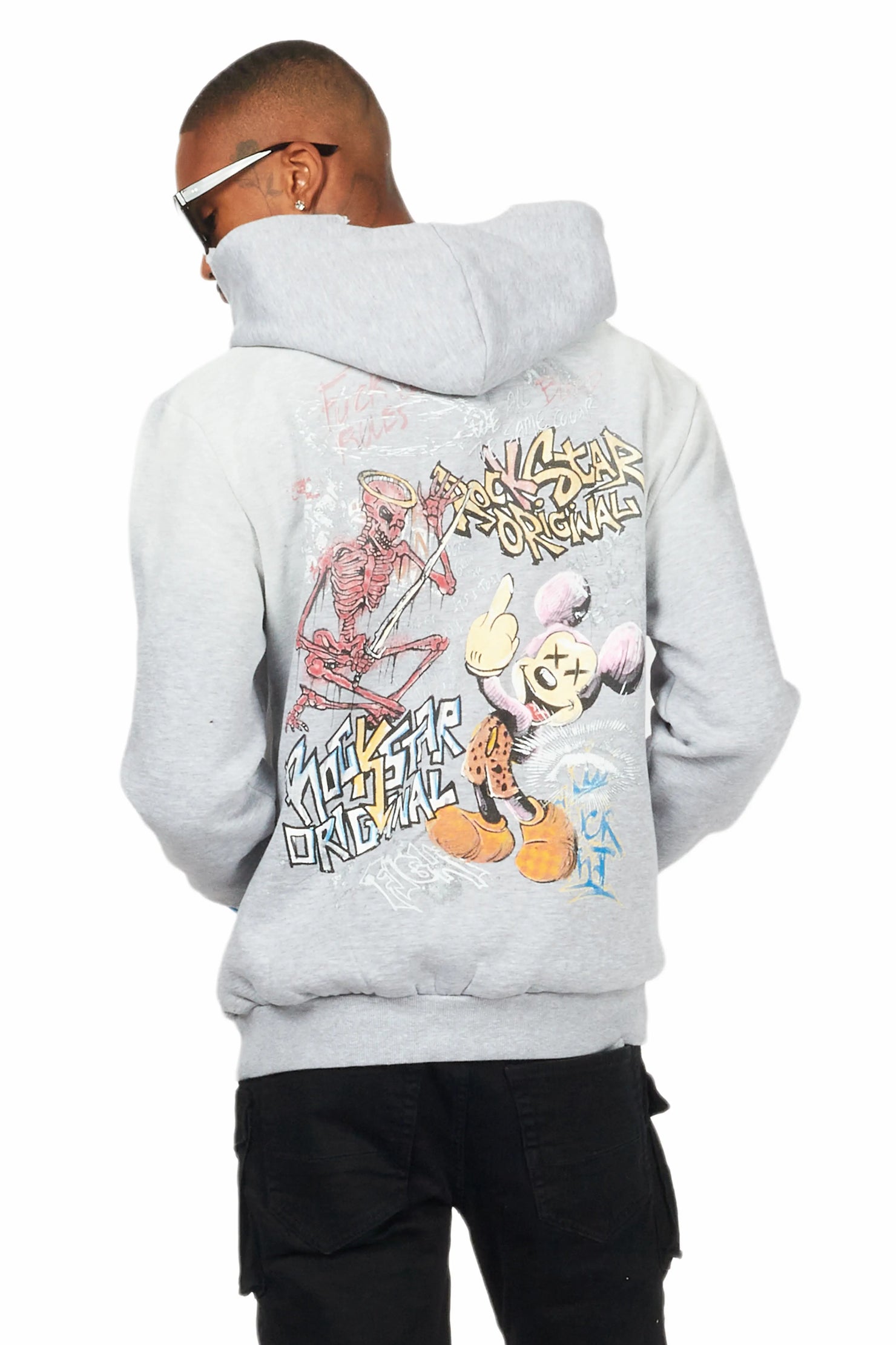 Yooz Heather Grey Graphic Hoodie