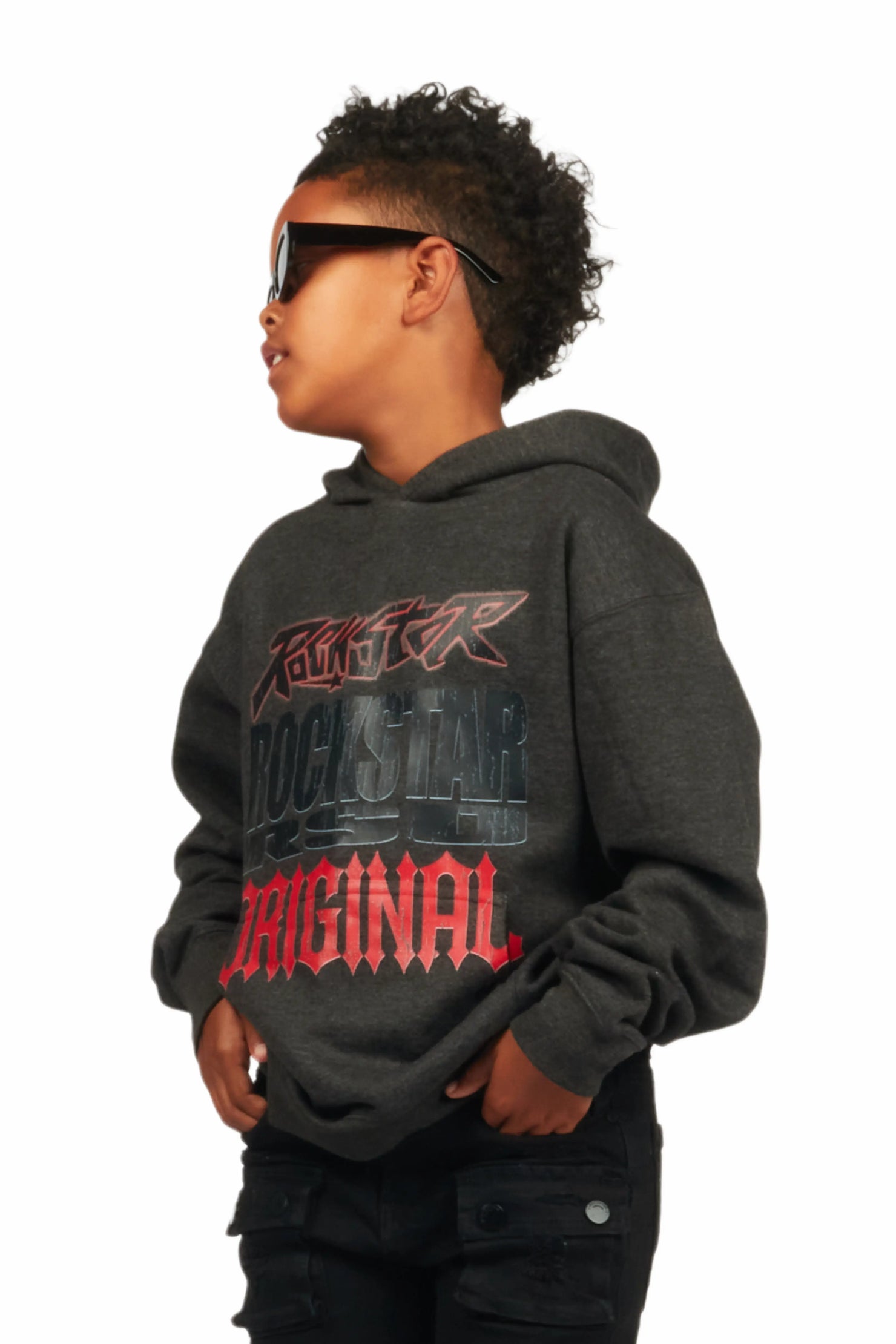 Boys Kaden Charcoal Graphic Hoodie