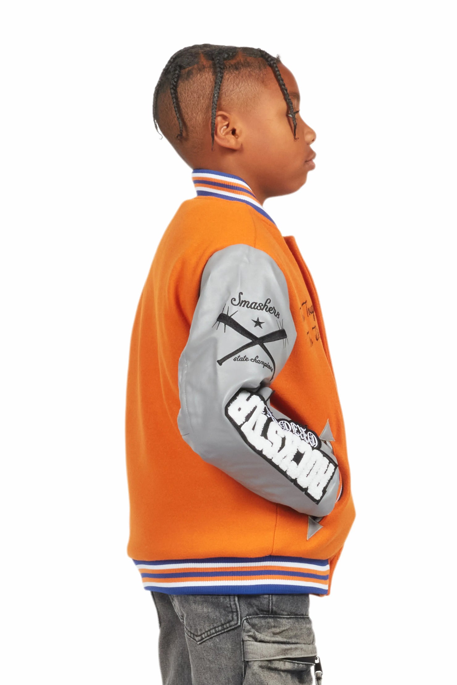 Boys Shexter Orange Varsity Jacket