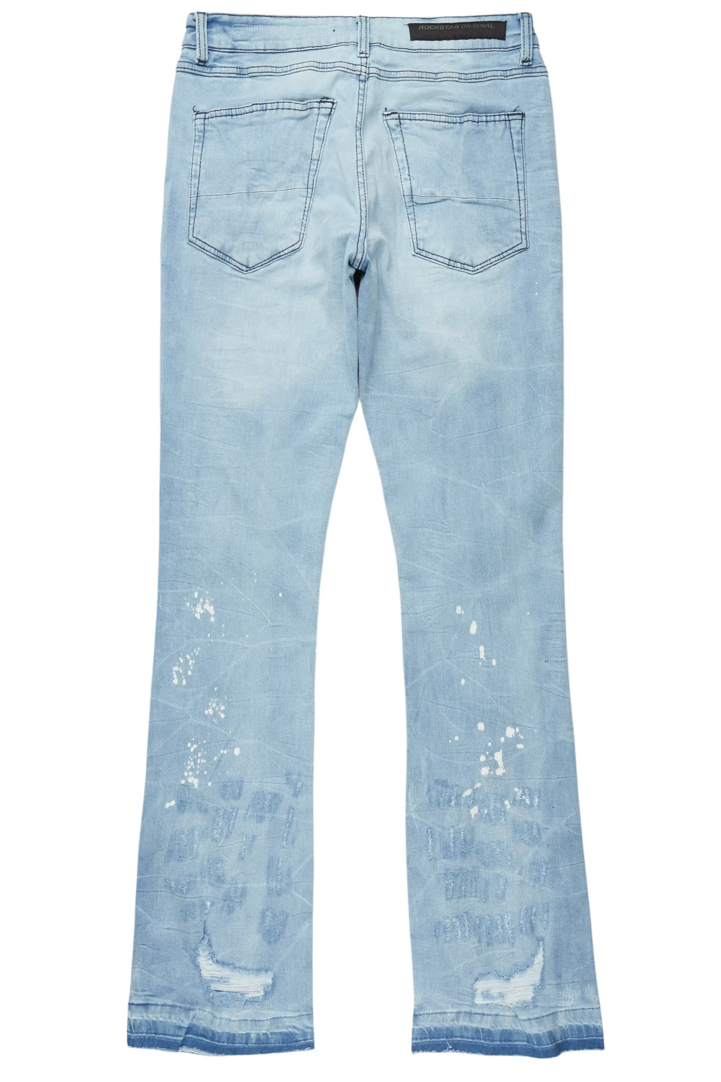 Santoni Blue Painter Stacked Flare Jean