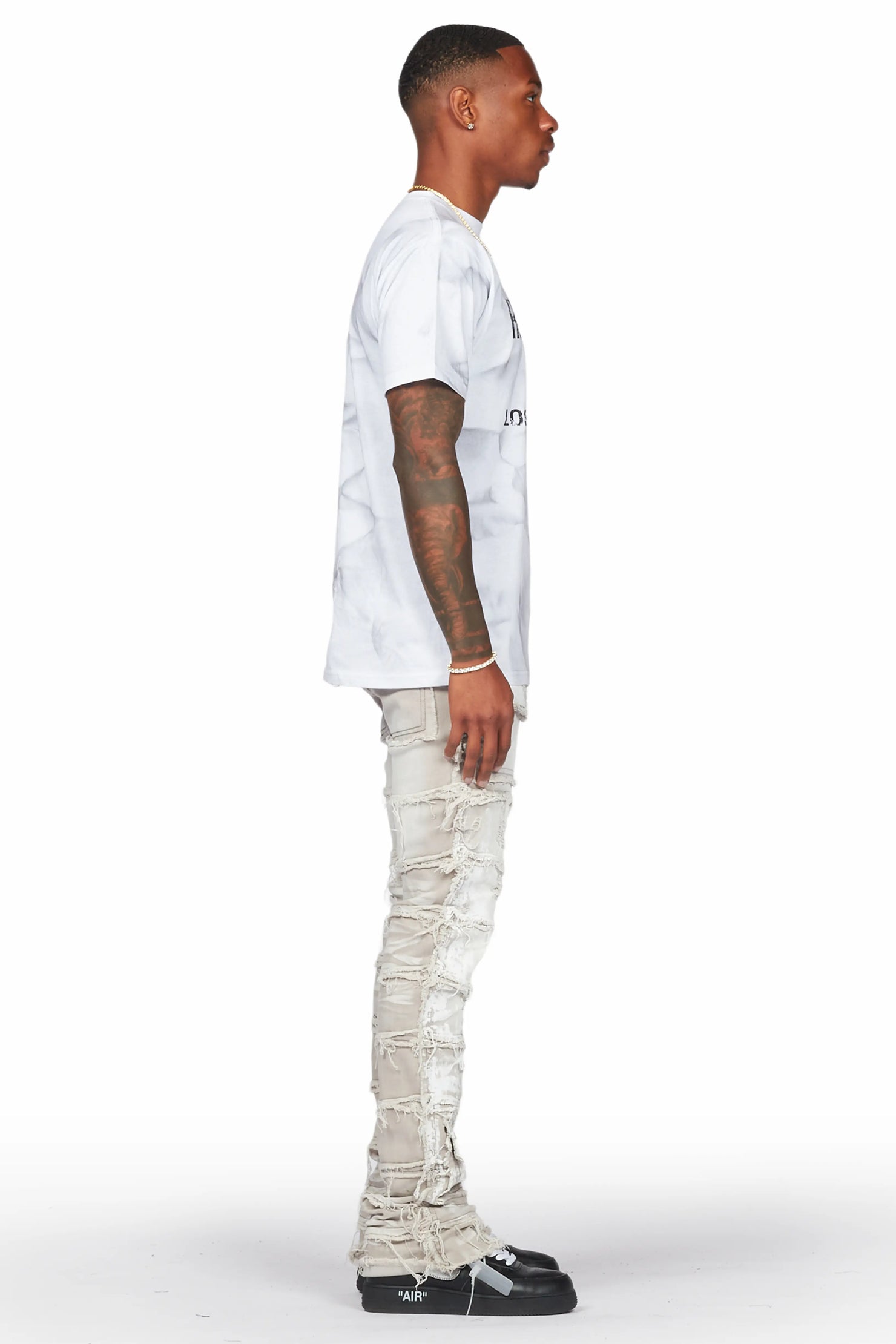 Garrick Grey Painter Stacked Flare Jean