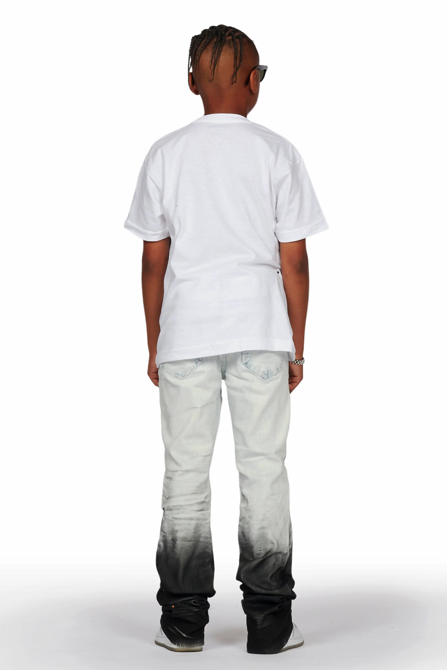 Boys Tallis White T-Shirt/Stacked Flare Jean Set