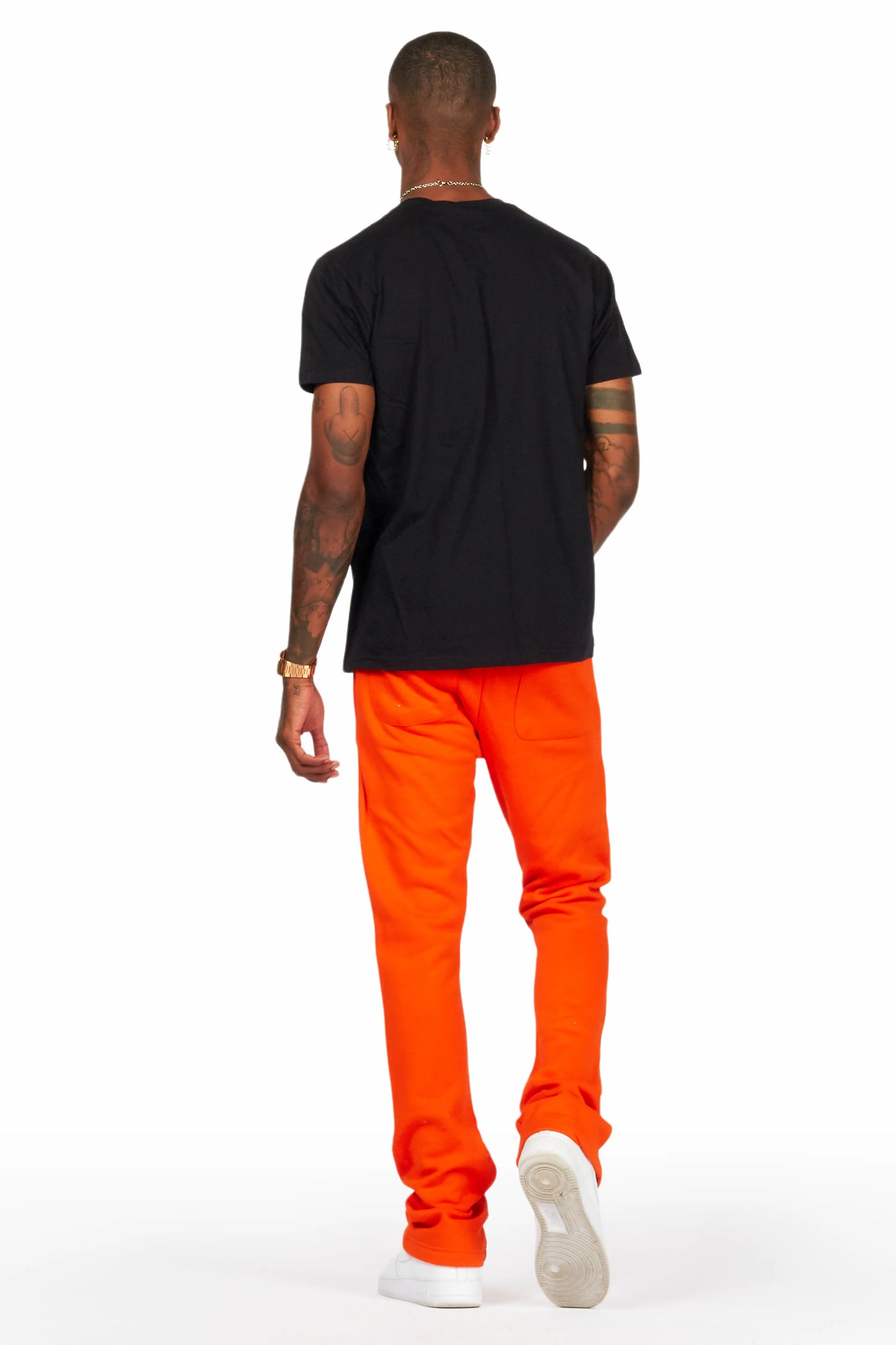 Scottie Black/Orange T-Shirt/Stacked Flare Track Pant Set