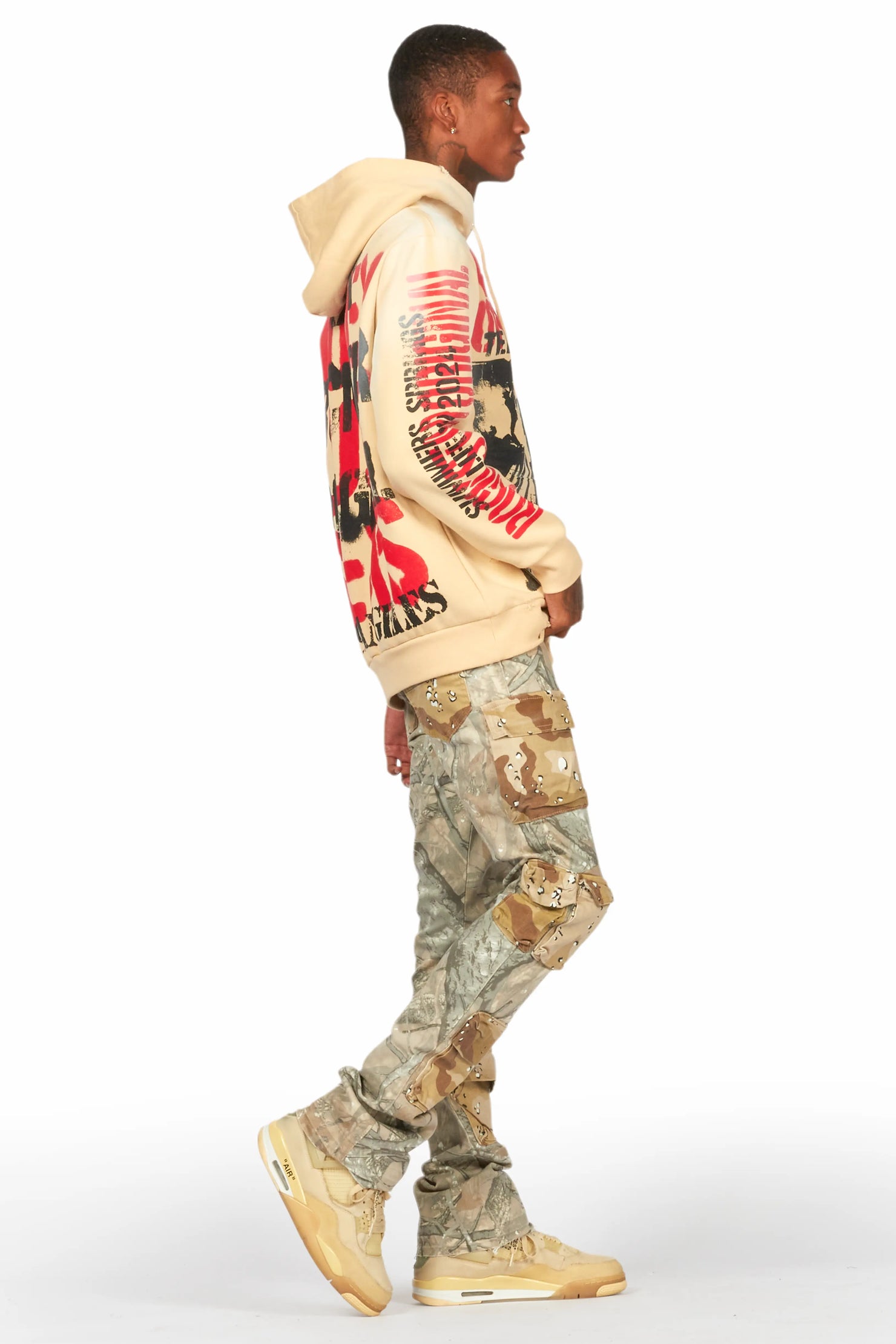 Yves Tree Camo Stacked Flare Cargo Jean