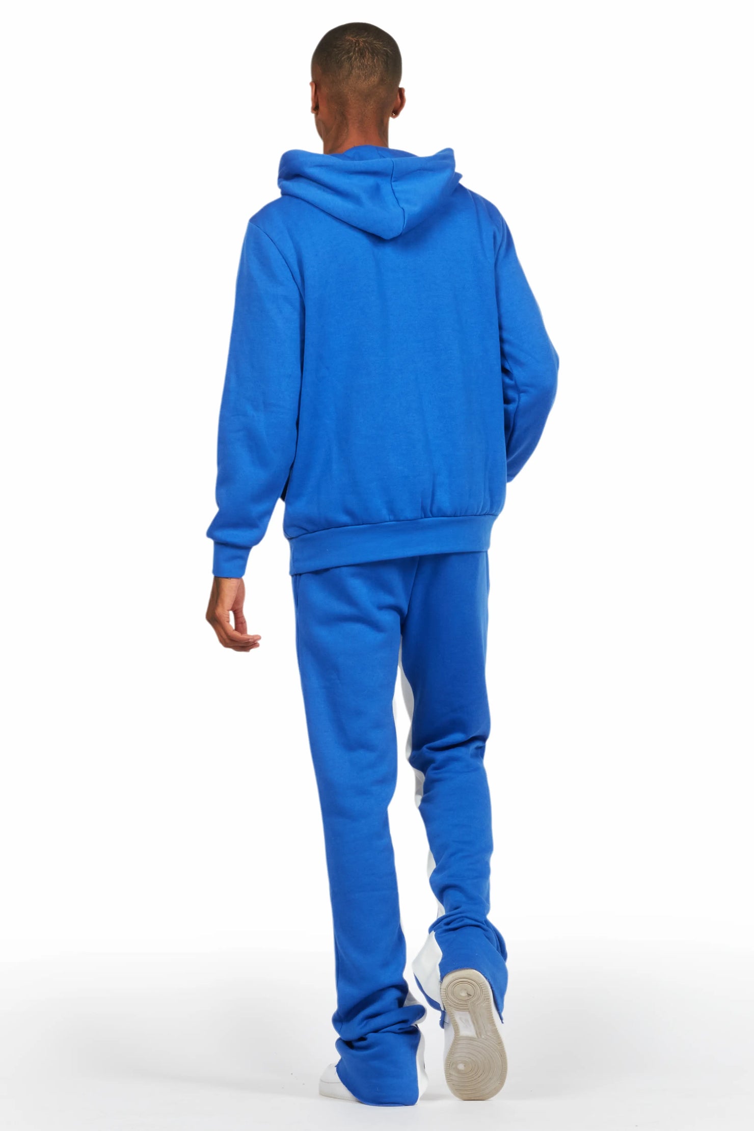 Mallor Royal Blue Baggy Stacked Hoodie Track Set