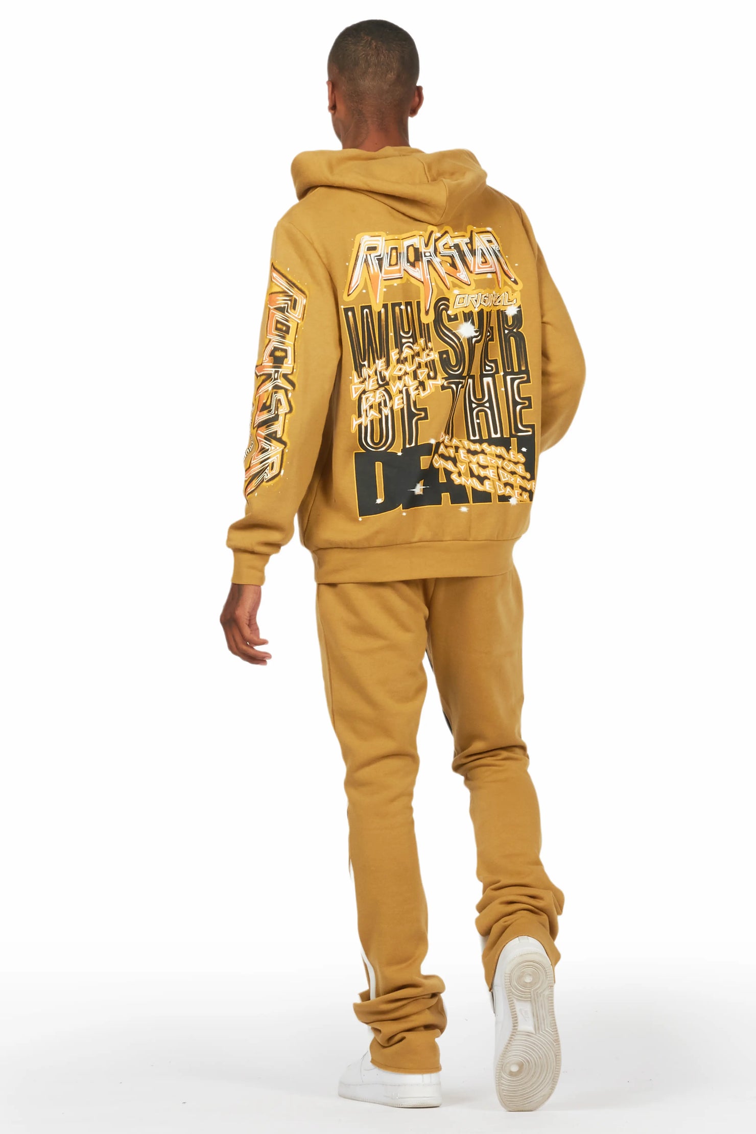 Obern Olive Graphic Hoodie/Stacked Flare Pant Track Set