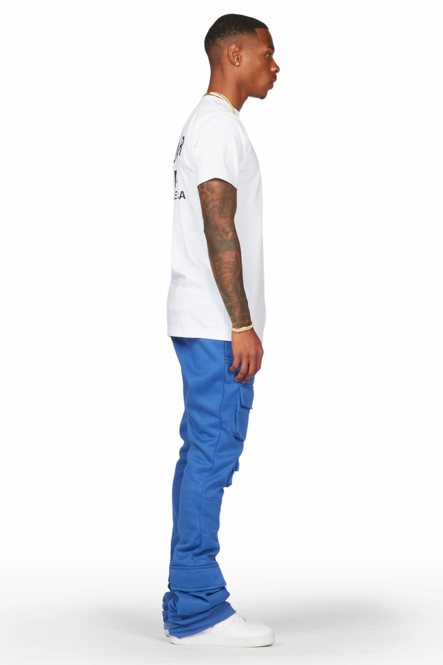 Connor Royal Blue Stacked Flare Track Pant