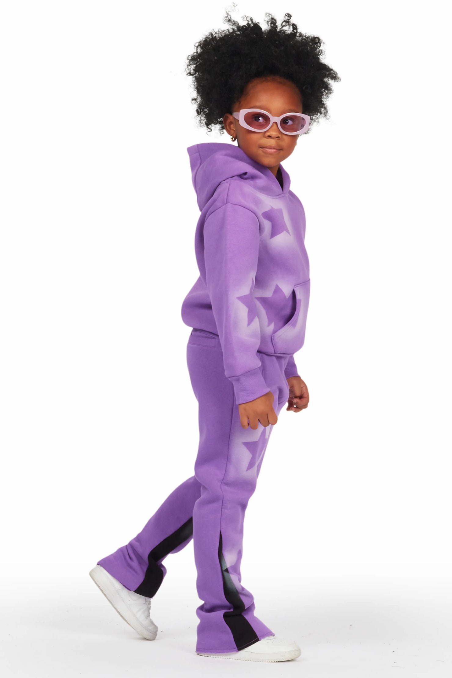 Girls Sophie Purple Stacked Pant Set