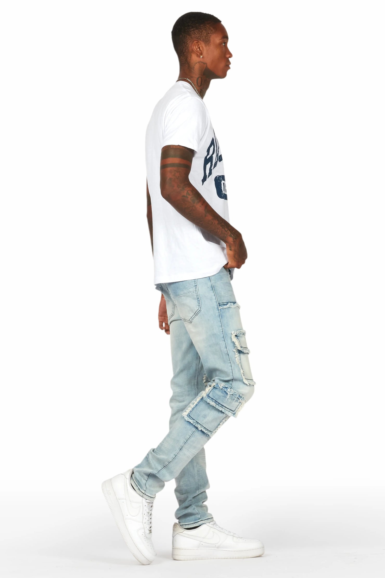 Tyrell Blue Skinny Fit Cargo Jean