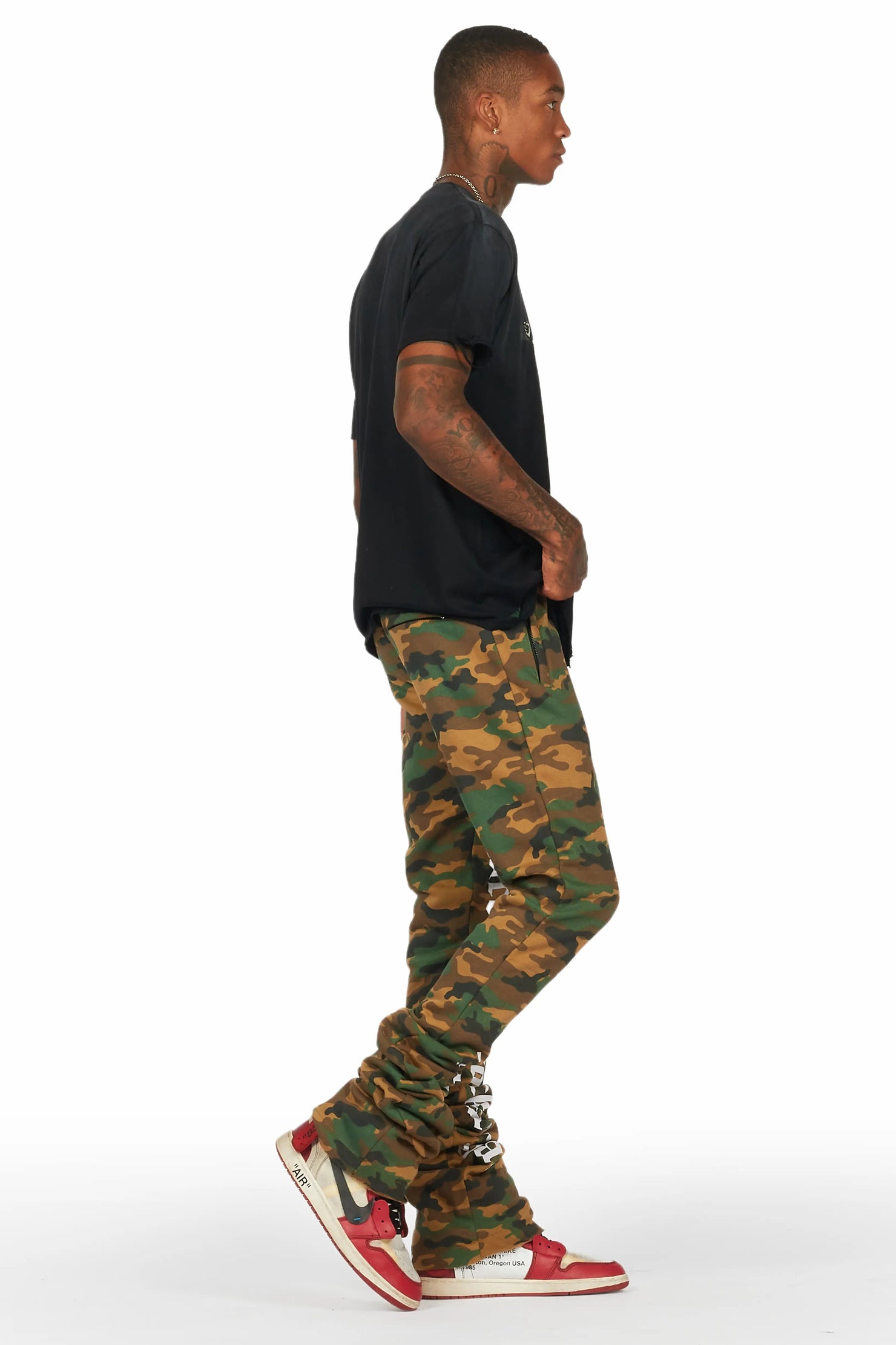 Callie Faded Camo Super Stacked Flare Pants