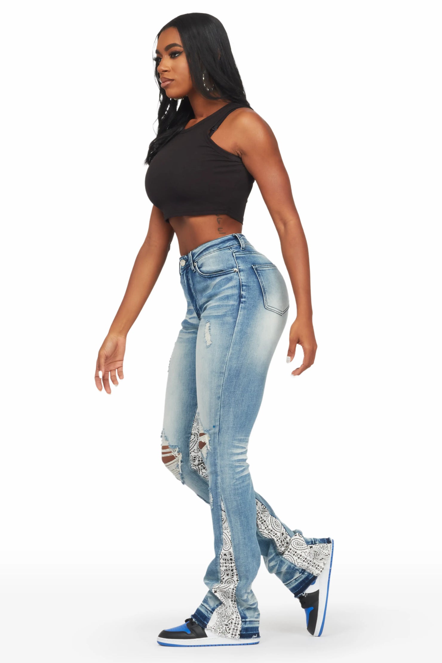 Khaleesy Light Wash Stacked Flare Jean