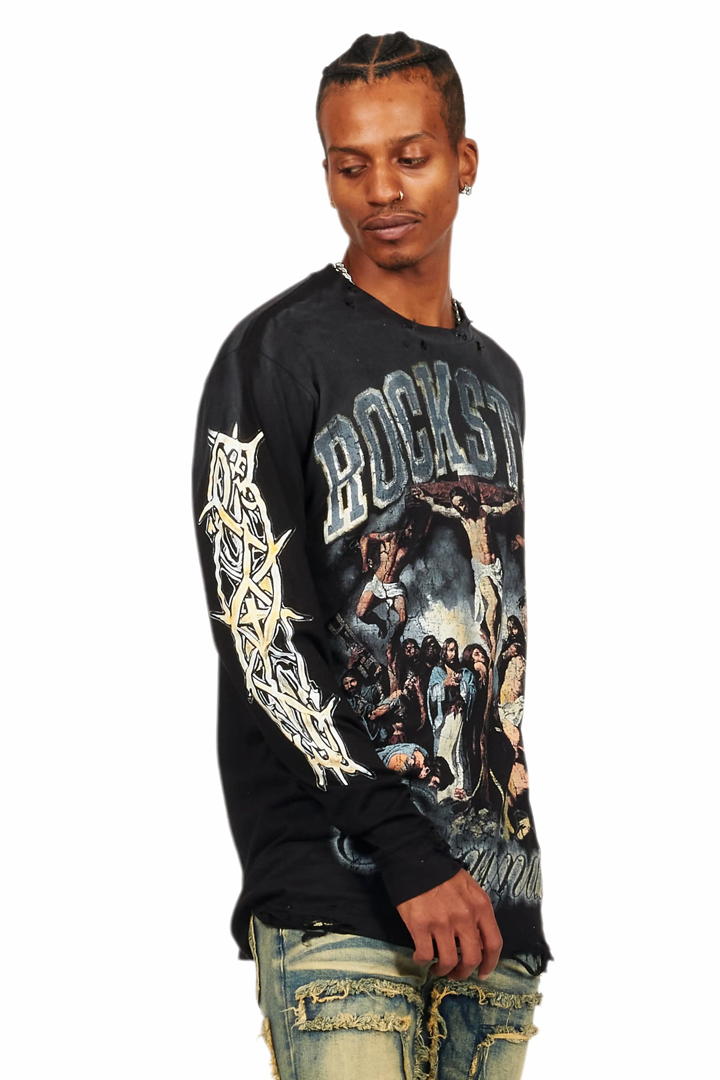 Waller Black Long Sleeve Graphic T-Shirt