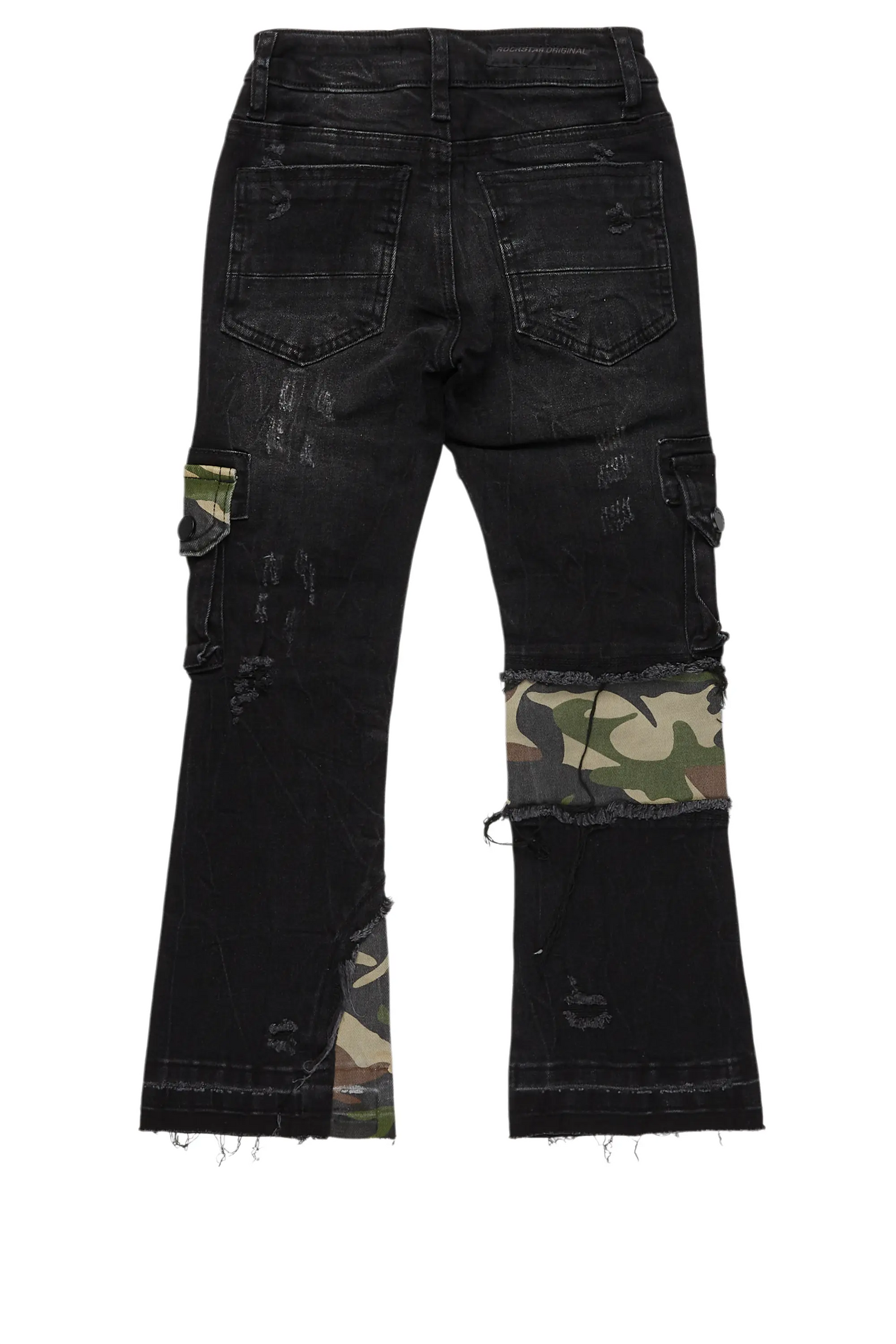 Boys Zeta Black Stacked Flare Jean