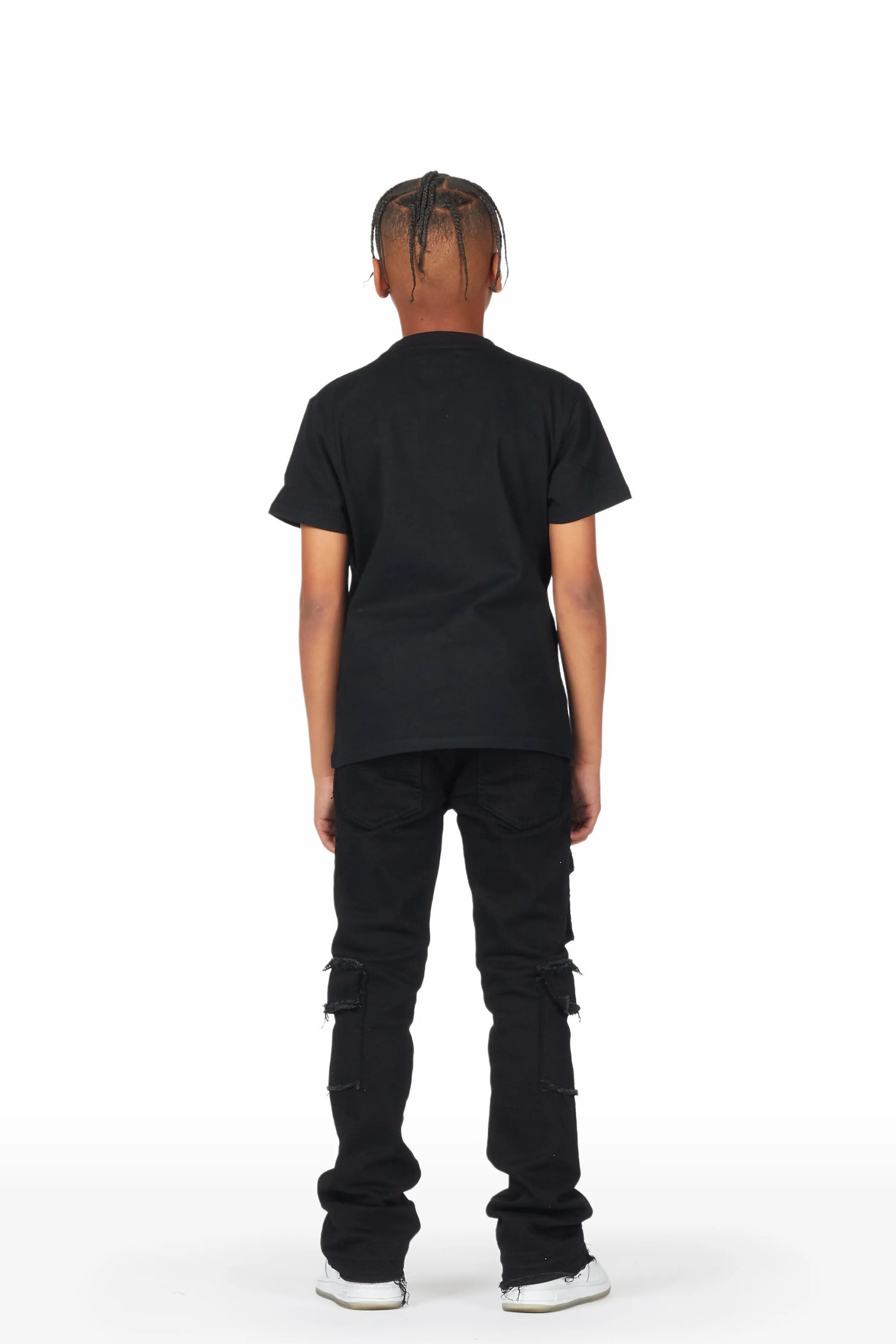 Boys Efrem Black T-Shirt/Stacked Flare Jean