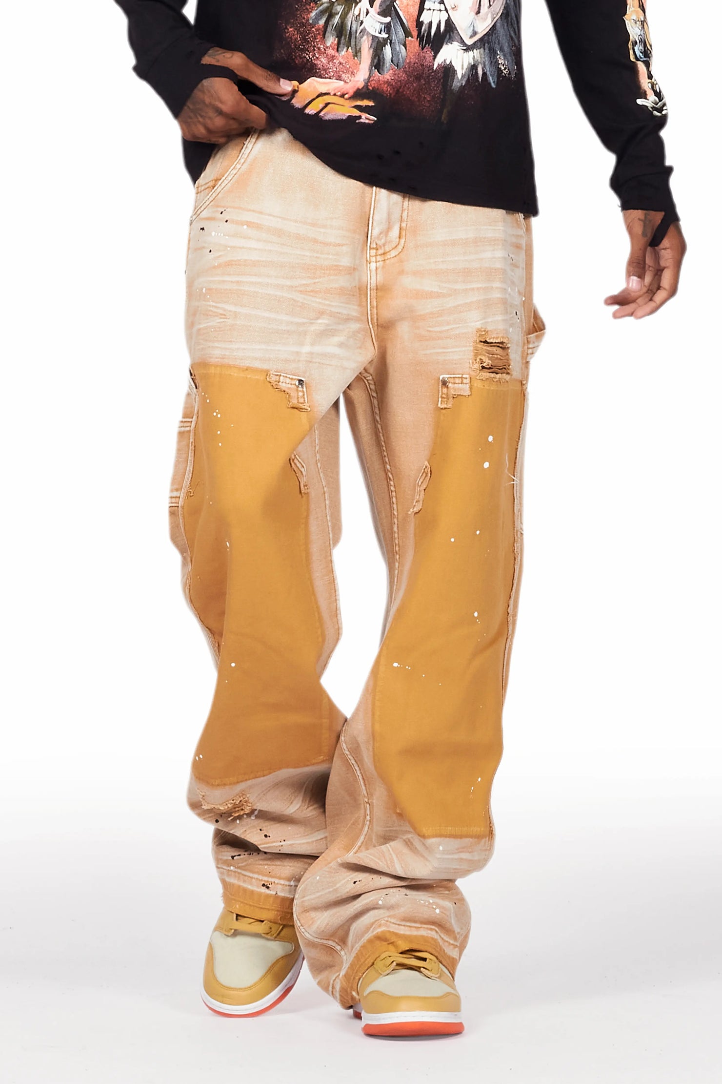 Naveen Beige Baggy Fit Jean