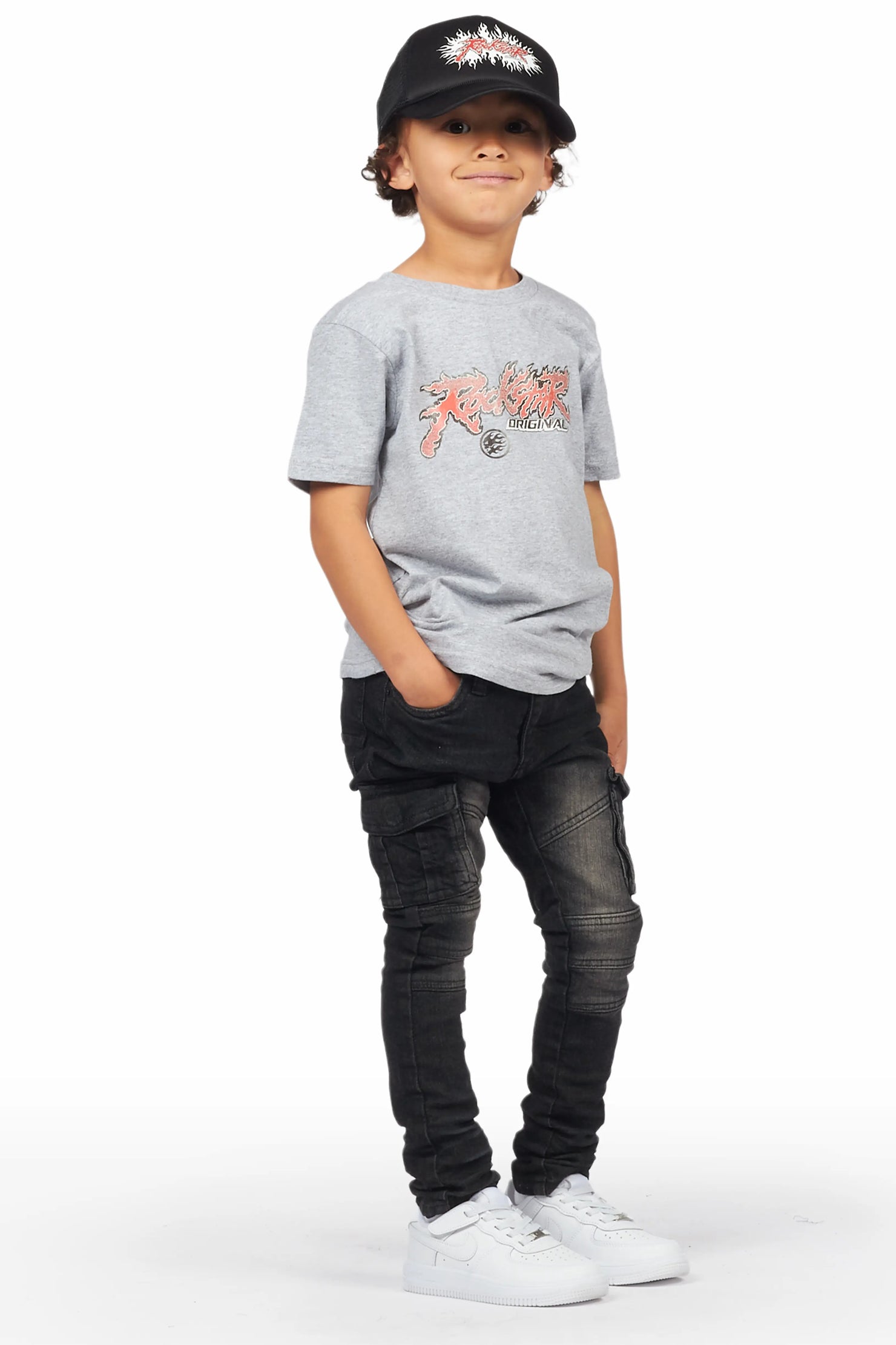 Boys Acco Grey  T-Shirt/Cargo Skinny Jean Set