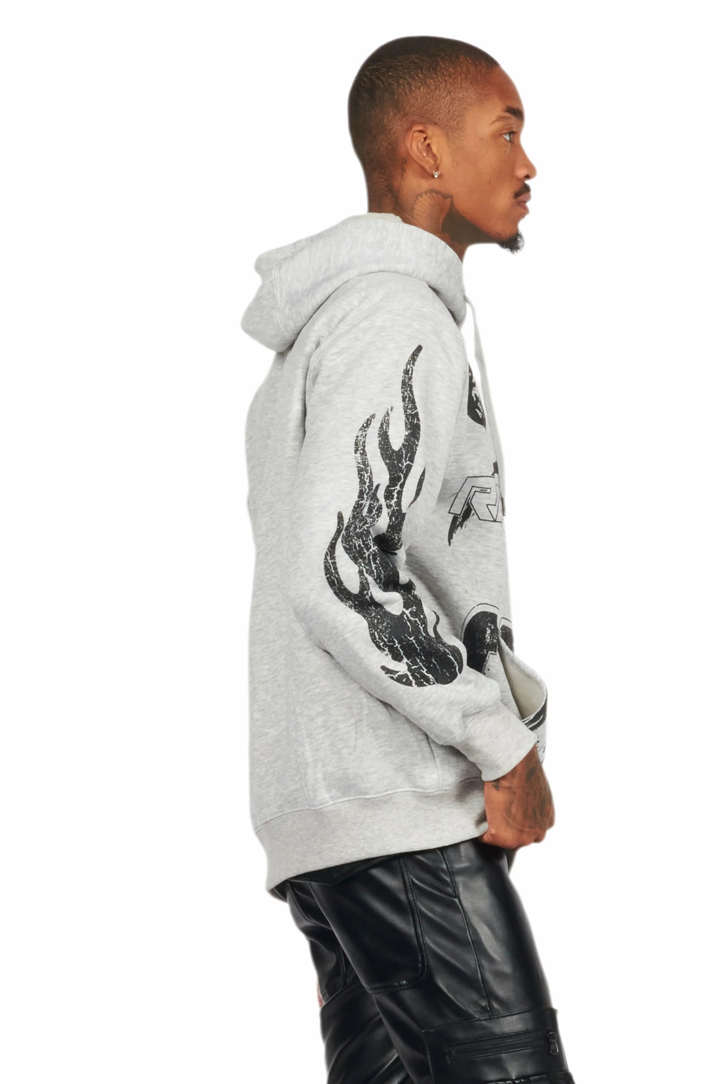 Amos Heather Grey Graphic Hoodie