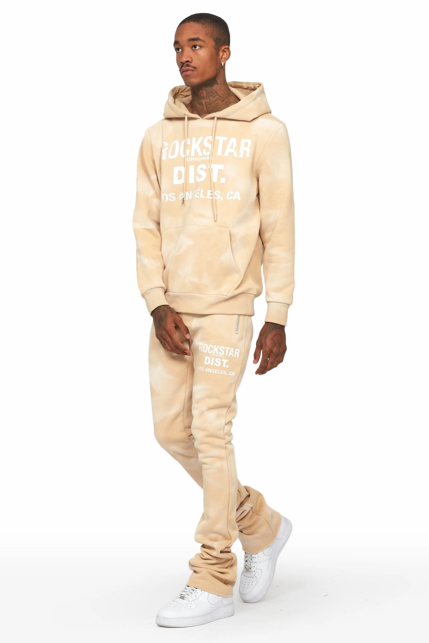 Nelly Tan Hoodie Stacked Flare Track Set