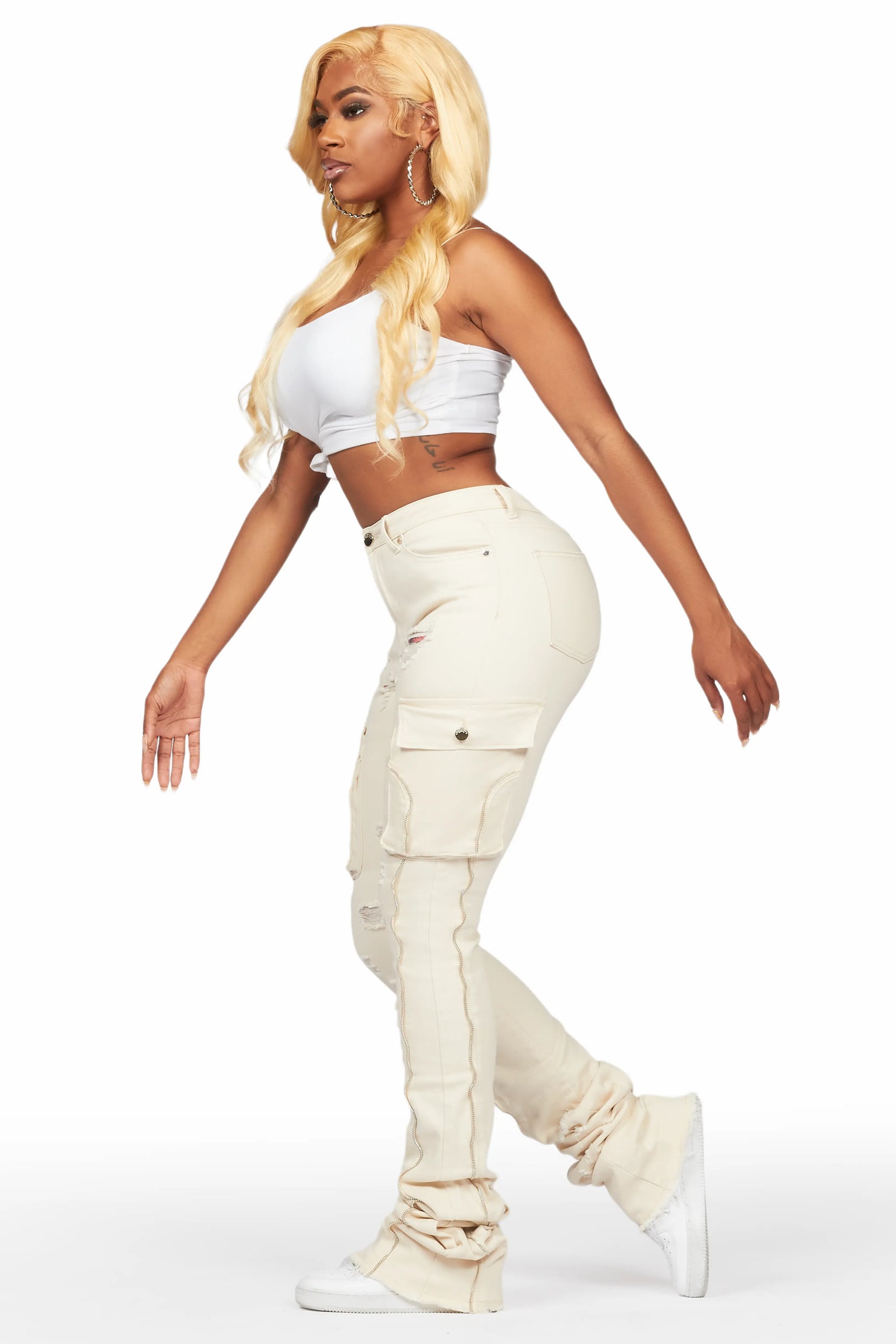 Shanita Beige Super Stacked Jean