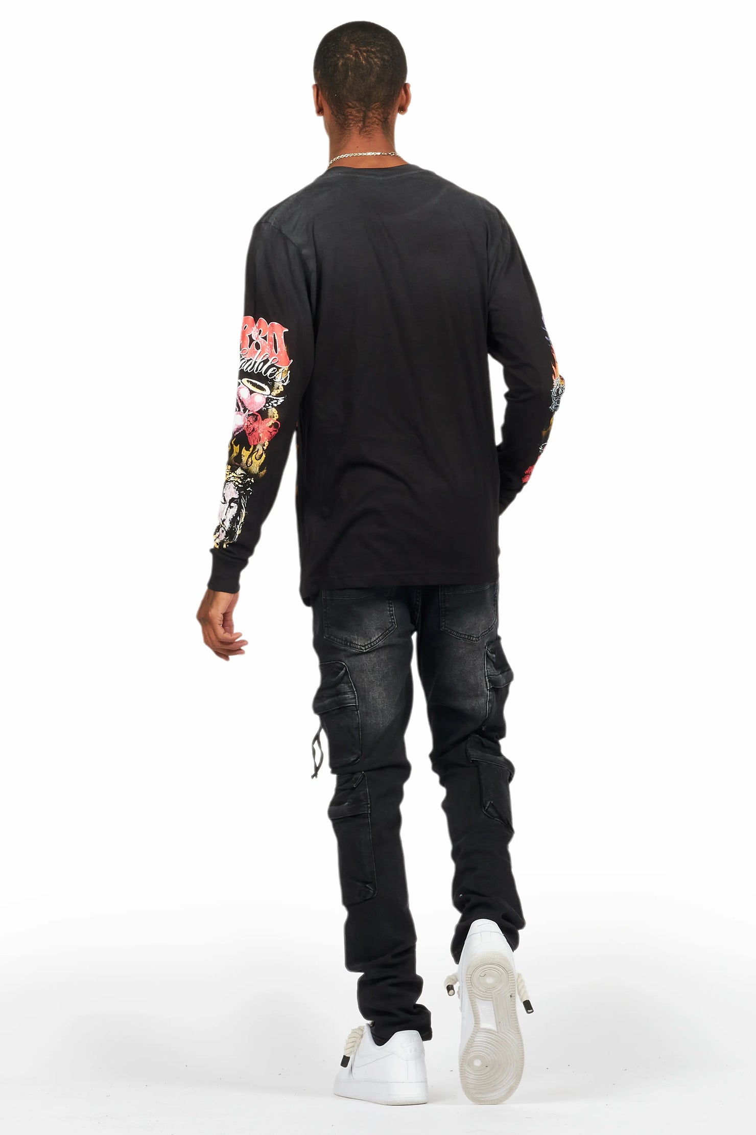 Germain Black Long Sleeve Graphic T-Shirt