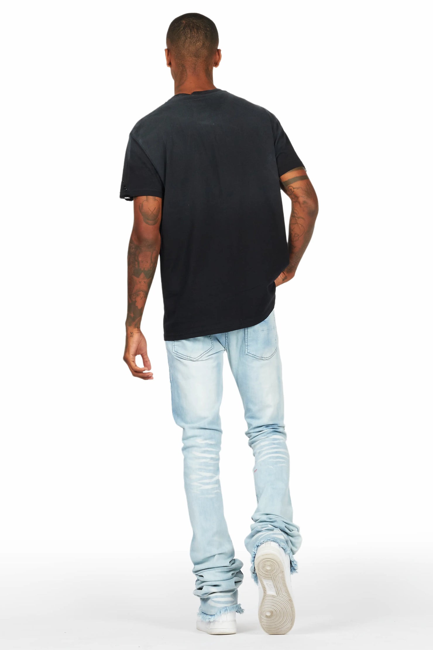 Fields Black T-Shirt/Stacked Flare Jean Set