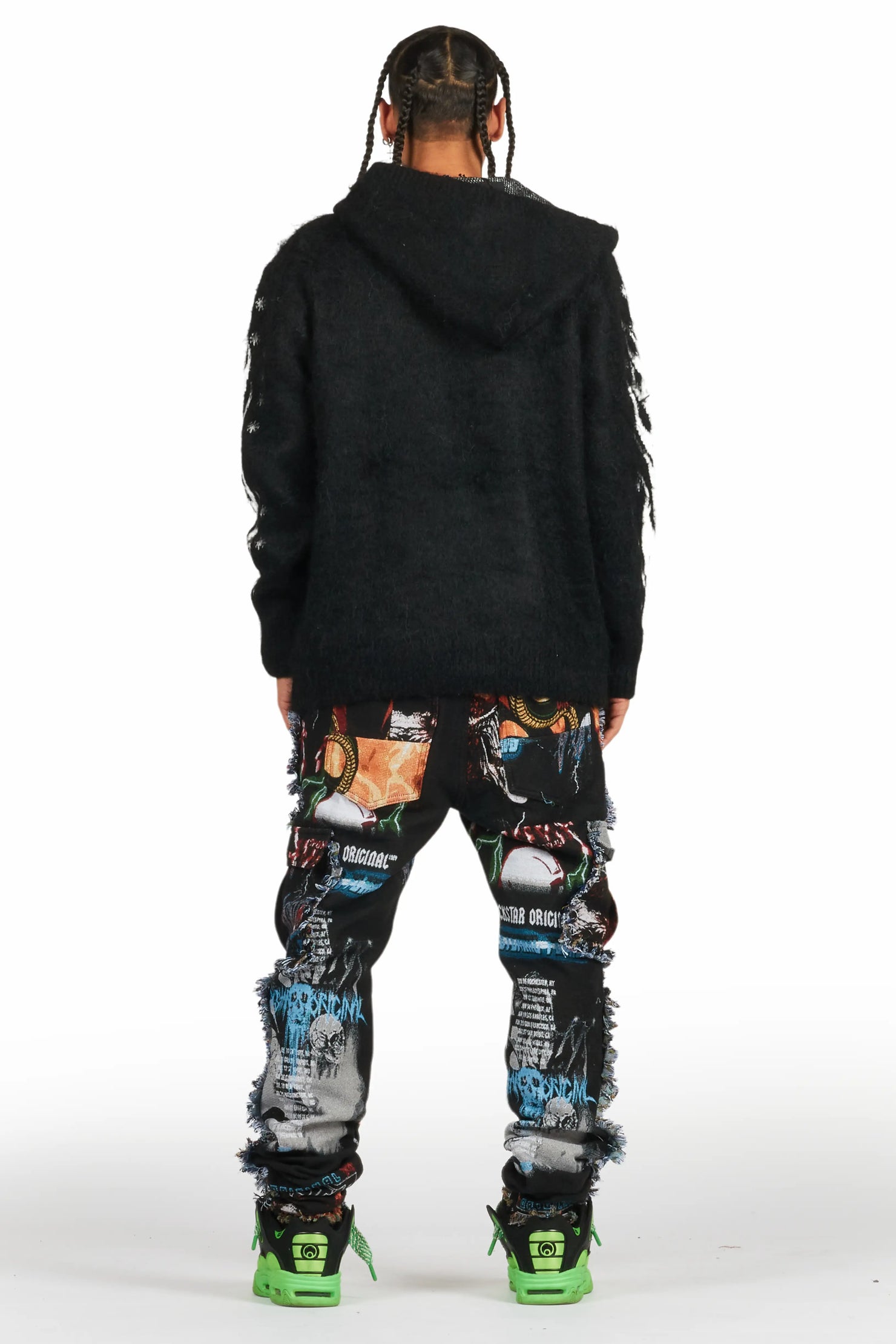 Raymond Black Graphic Knitted Mohair Hoodie