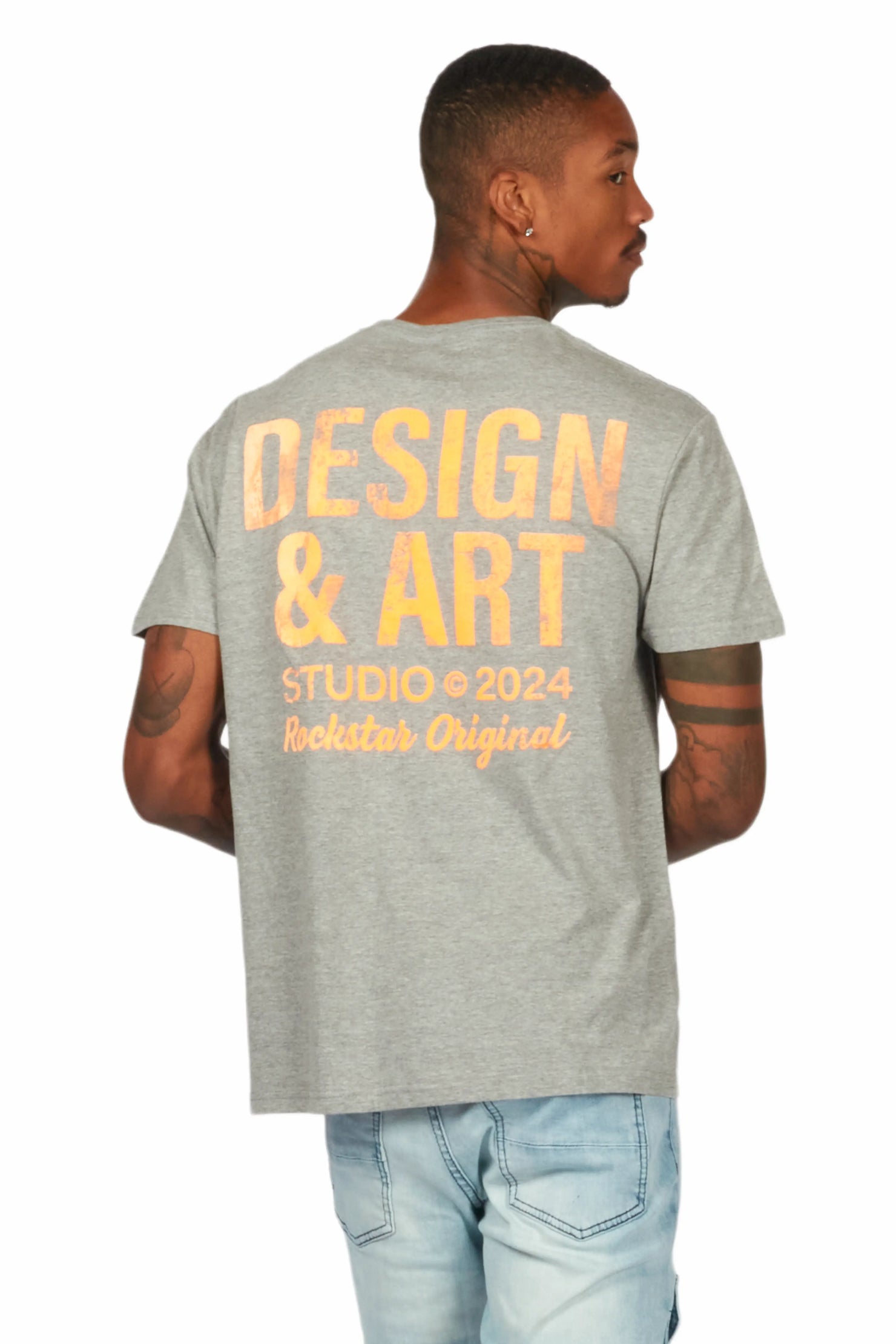 Mancha Grey/Orange Graphic T-Shirt