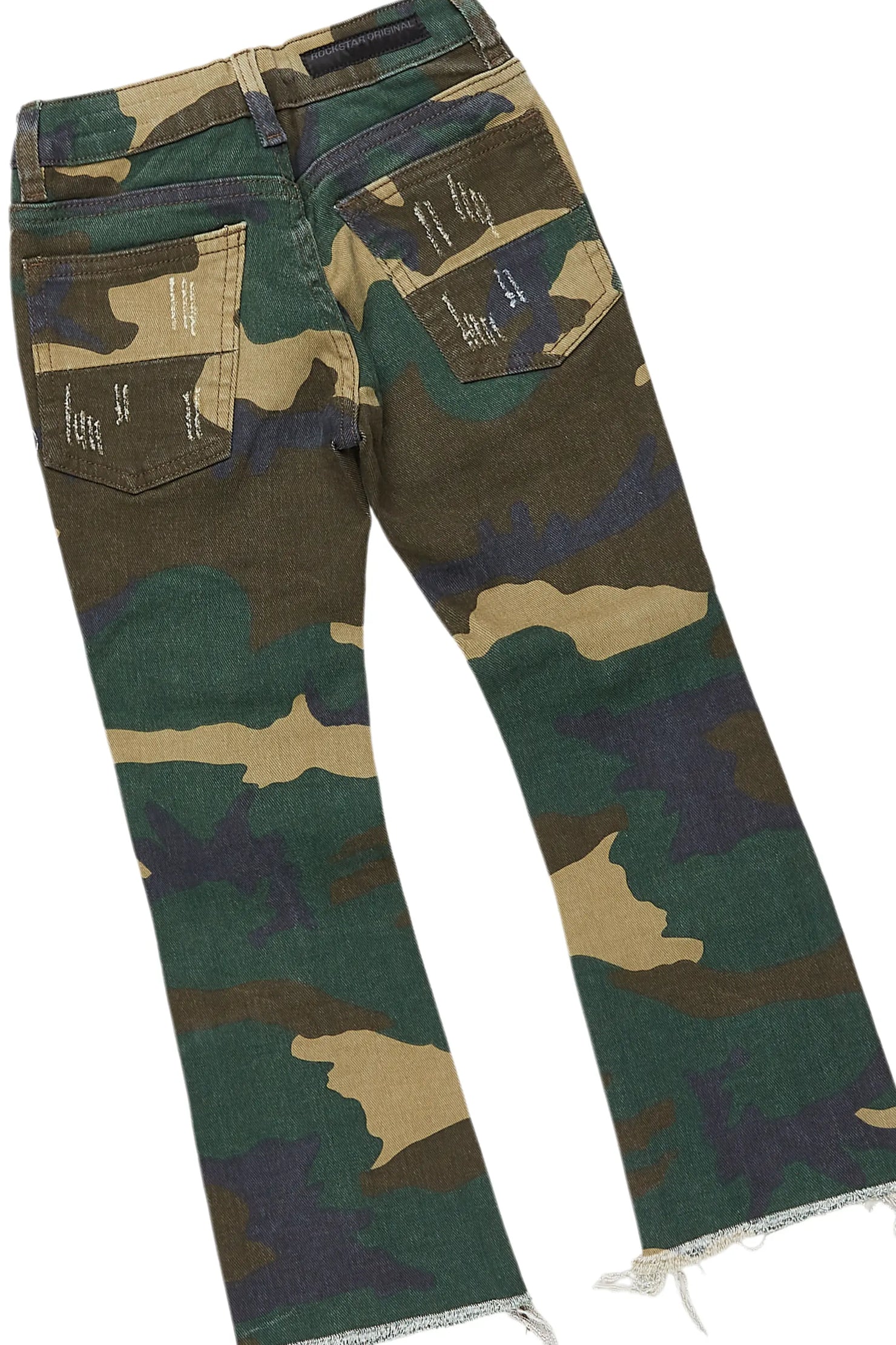 Girls Leira Camo Hoodie/Stacked Flare Jean Set