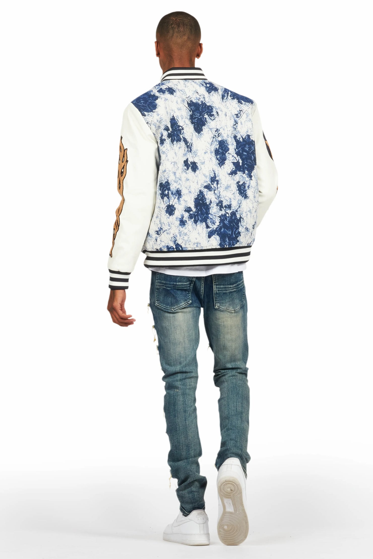 Doron Blue Tapestry Varsity Jacket