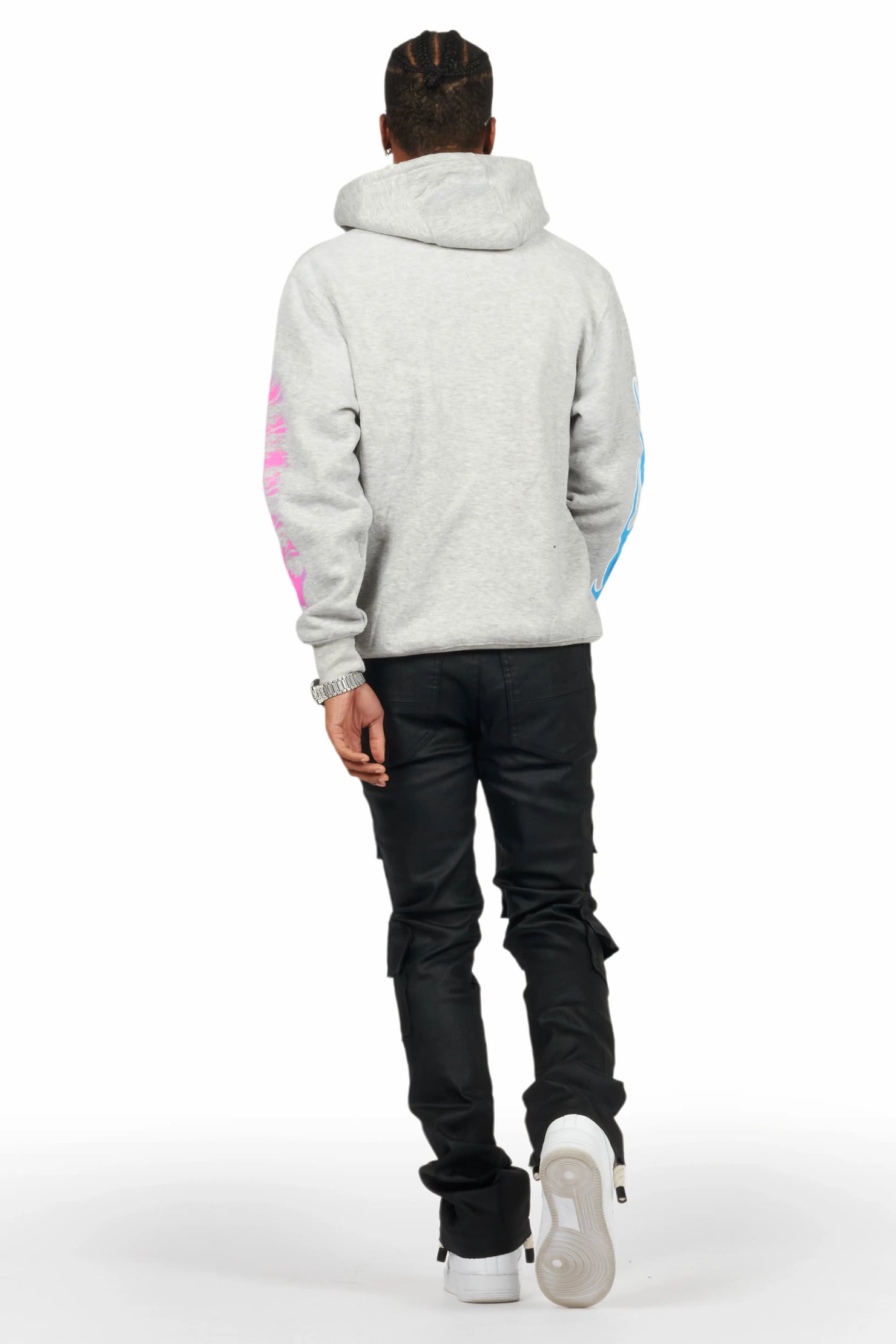 Beno Heather Grey Distressed Graphic Hoodie