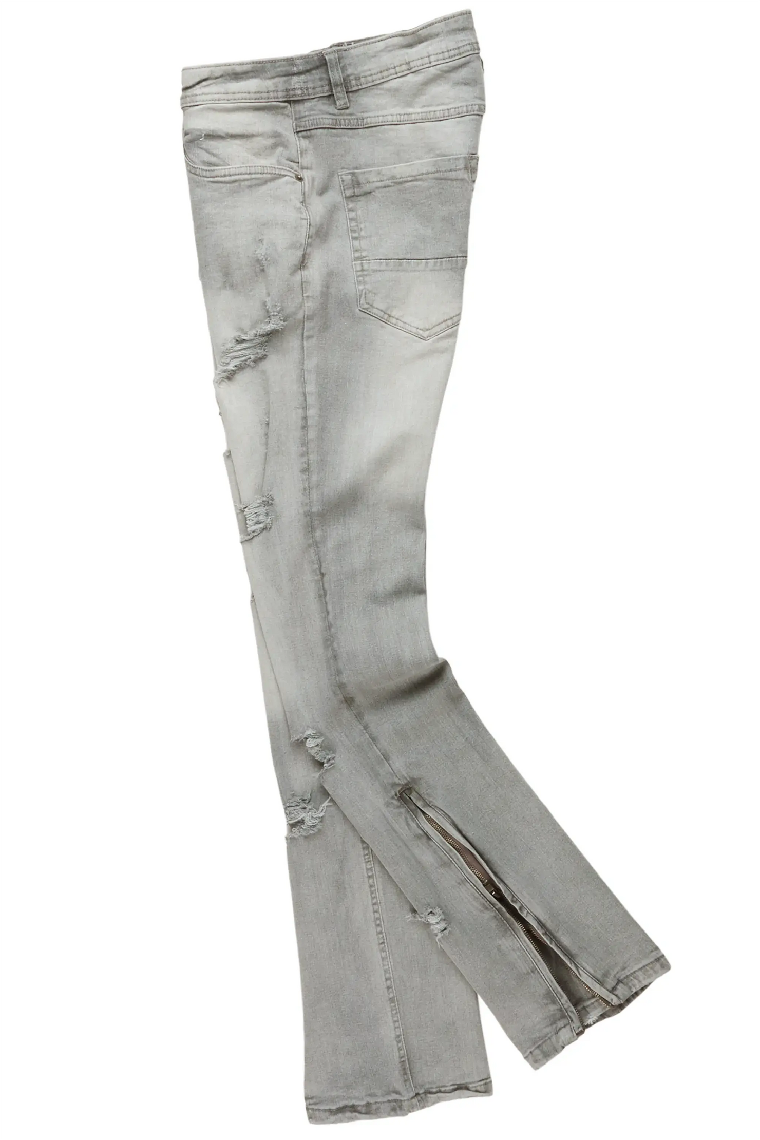 Boys Huxley Light Grey Super Stacked Flare Jean– Rockstar Original