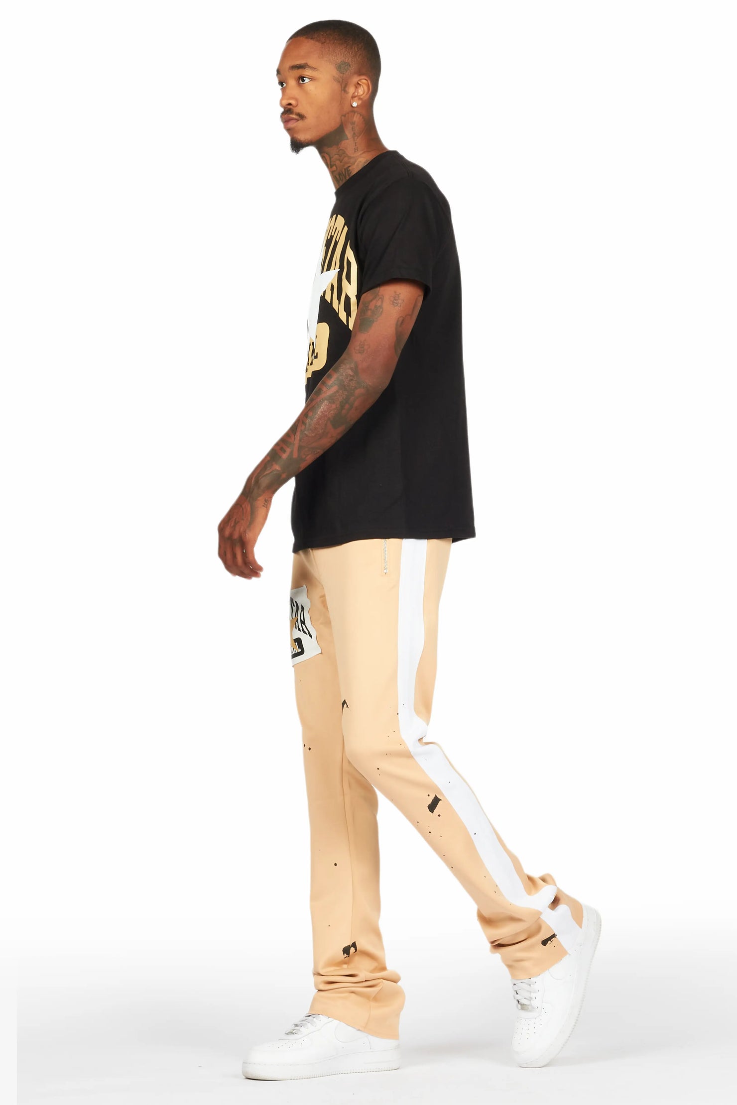 Dash Black/Beige T-Shirt/Stacked Flare Track Set