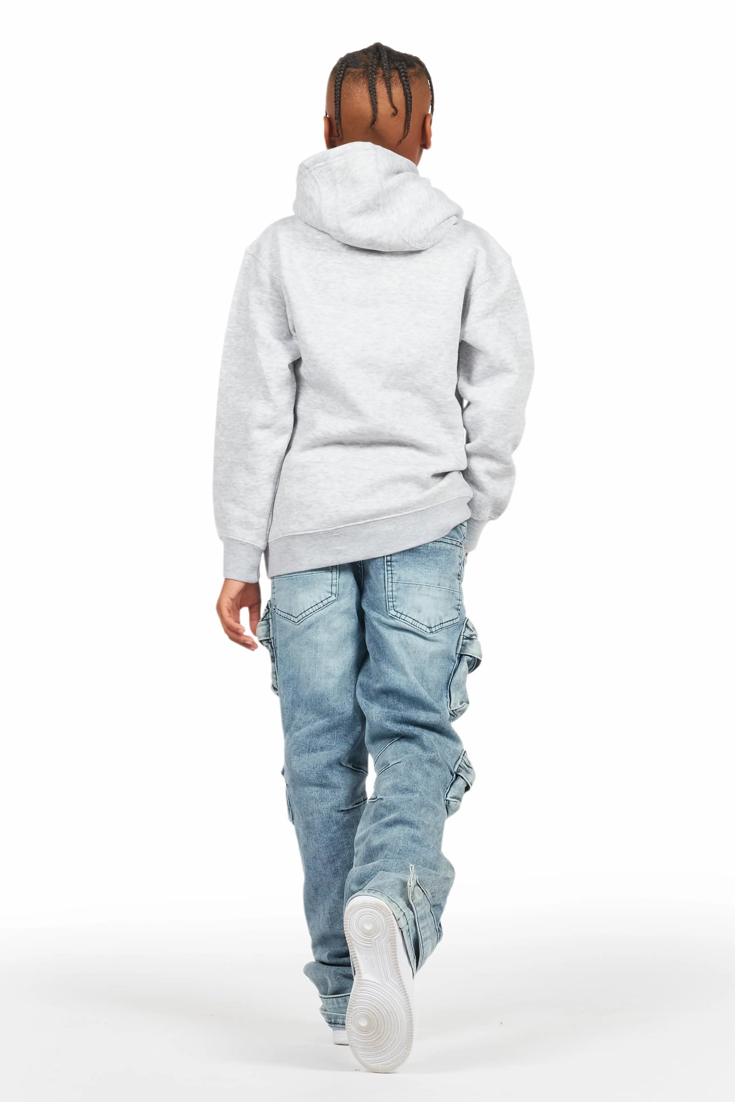 Boys Boaz Heather Grey Hoodie/Stacked Flare Jean Set