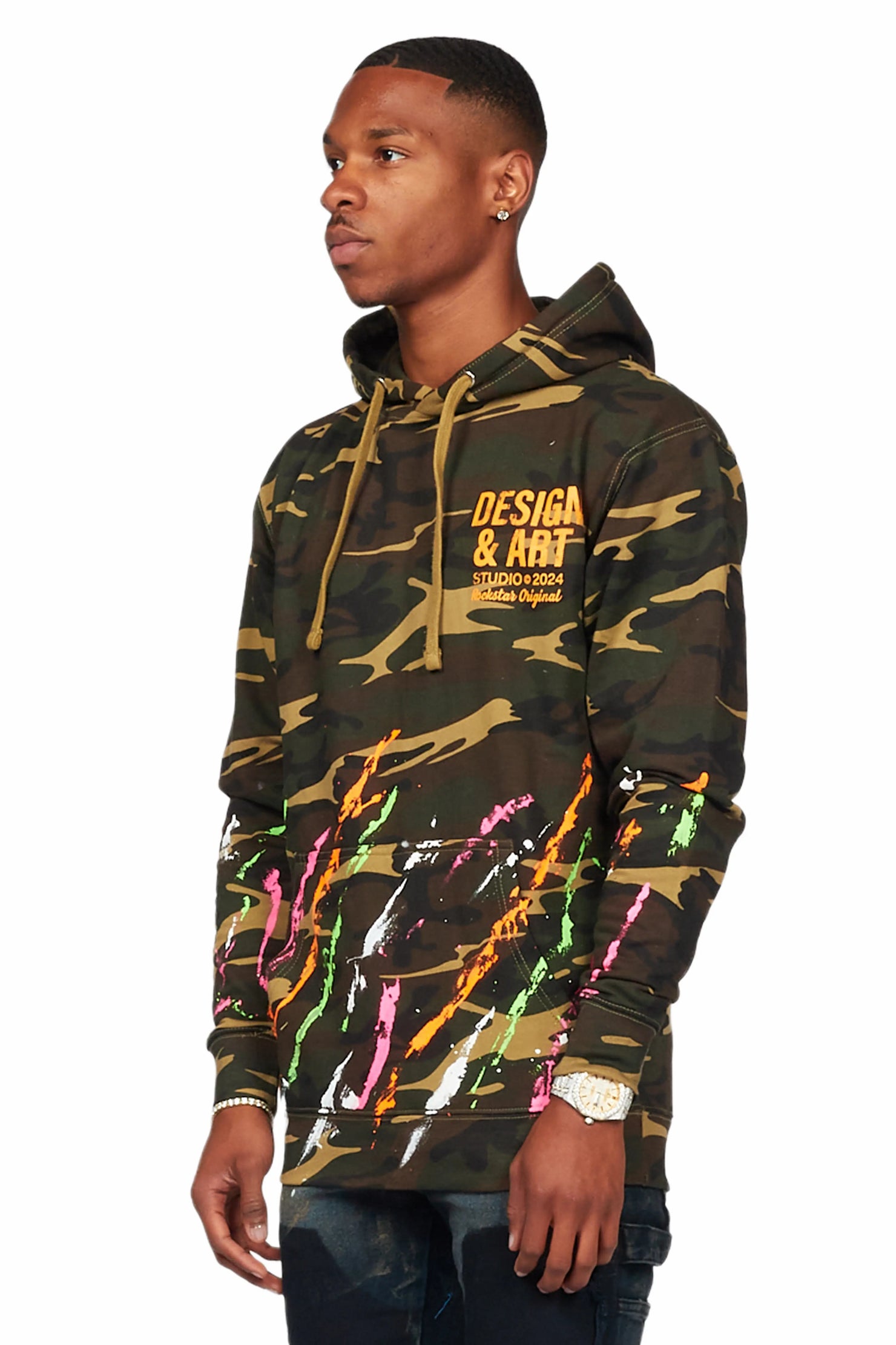 Rahmi Beige Camo Graphic Hoodie