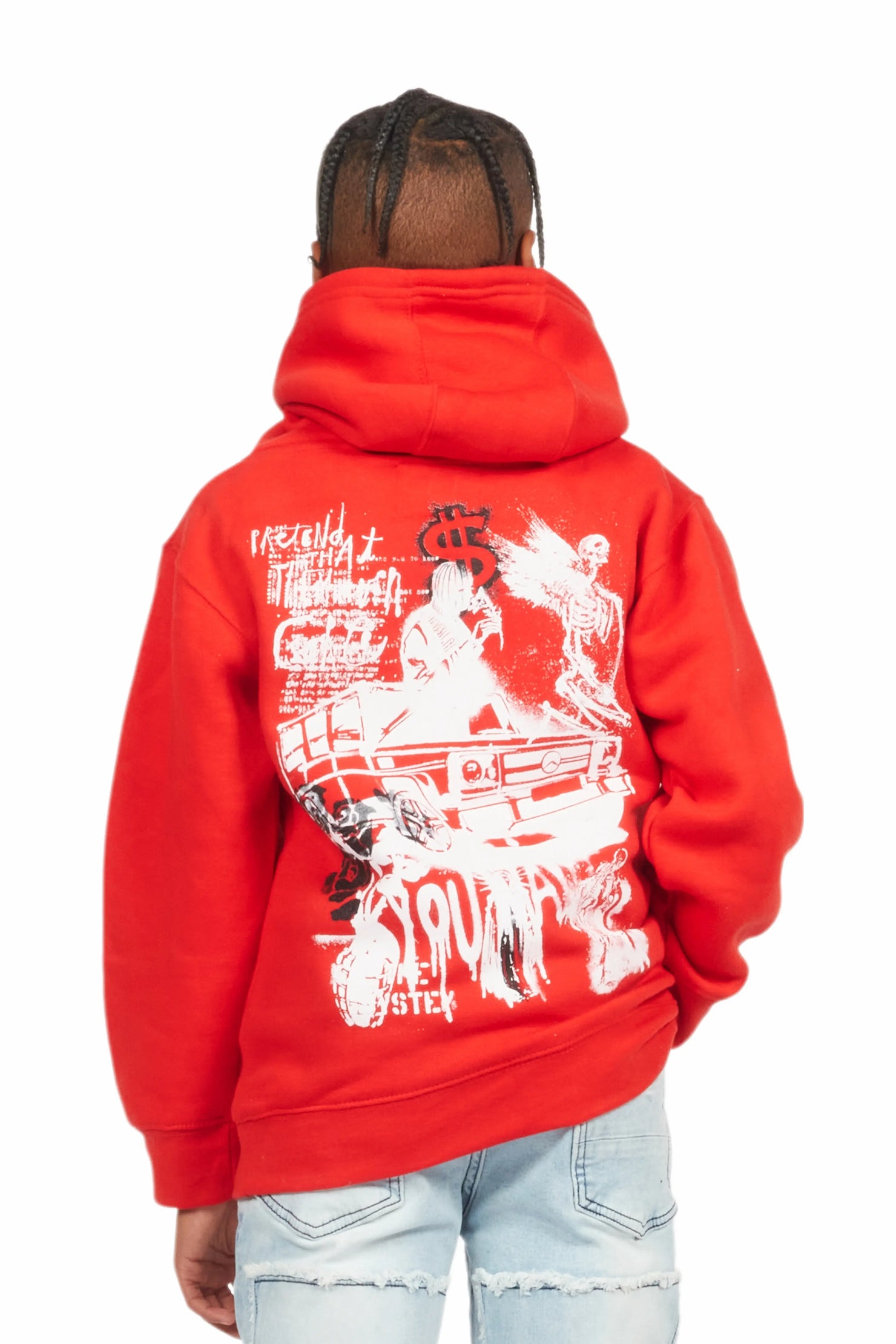 Boys Beau Red Graphic Hoodie