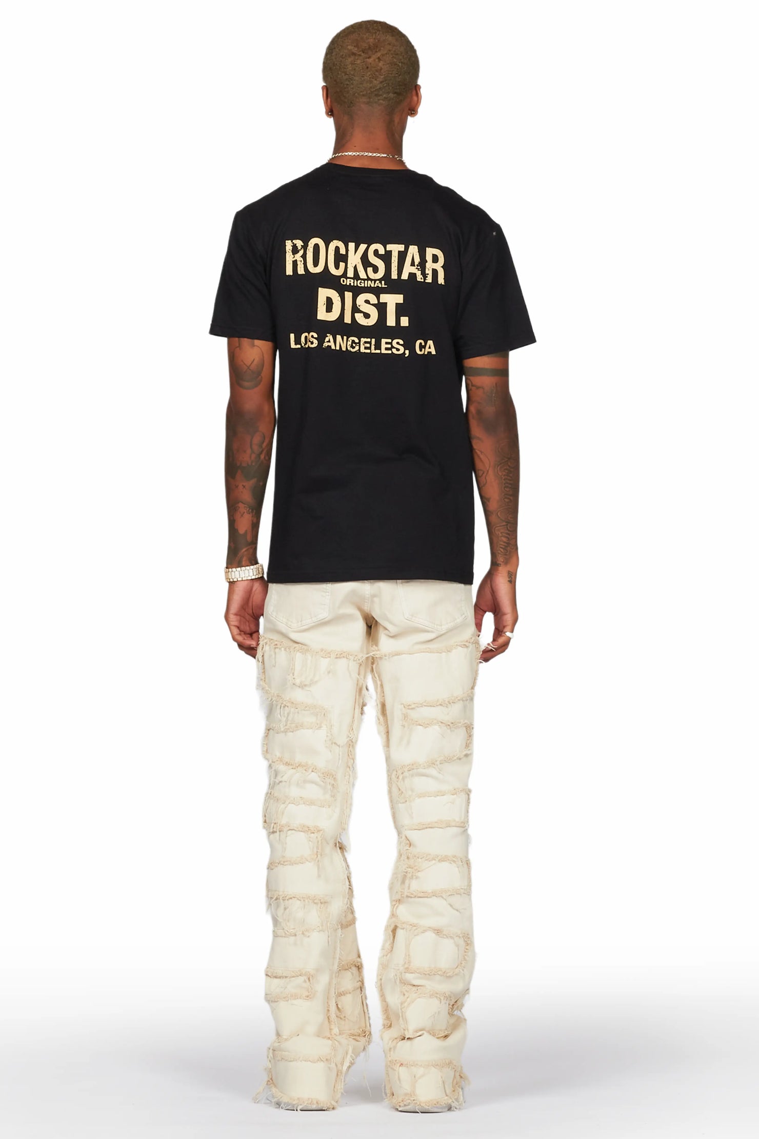 Saide Beige Baggy Cargo Stacked Jean