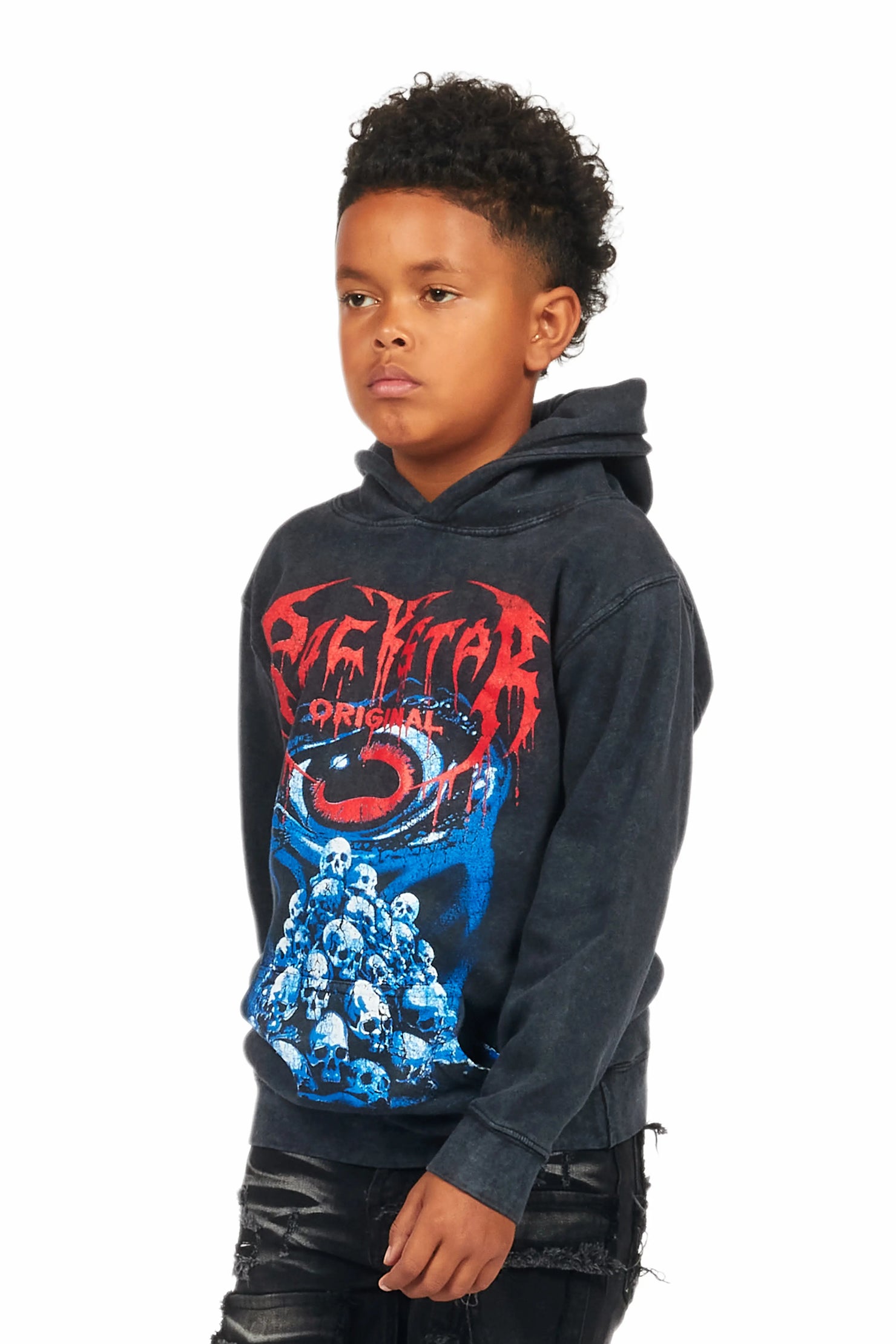 Boys Vicious Vintage Black Graphic Hoodie