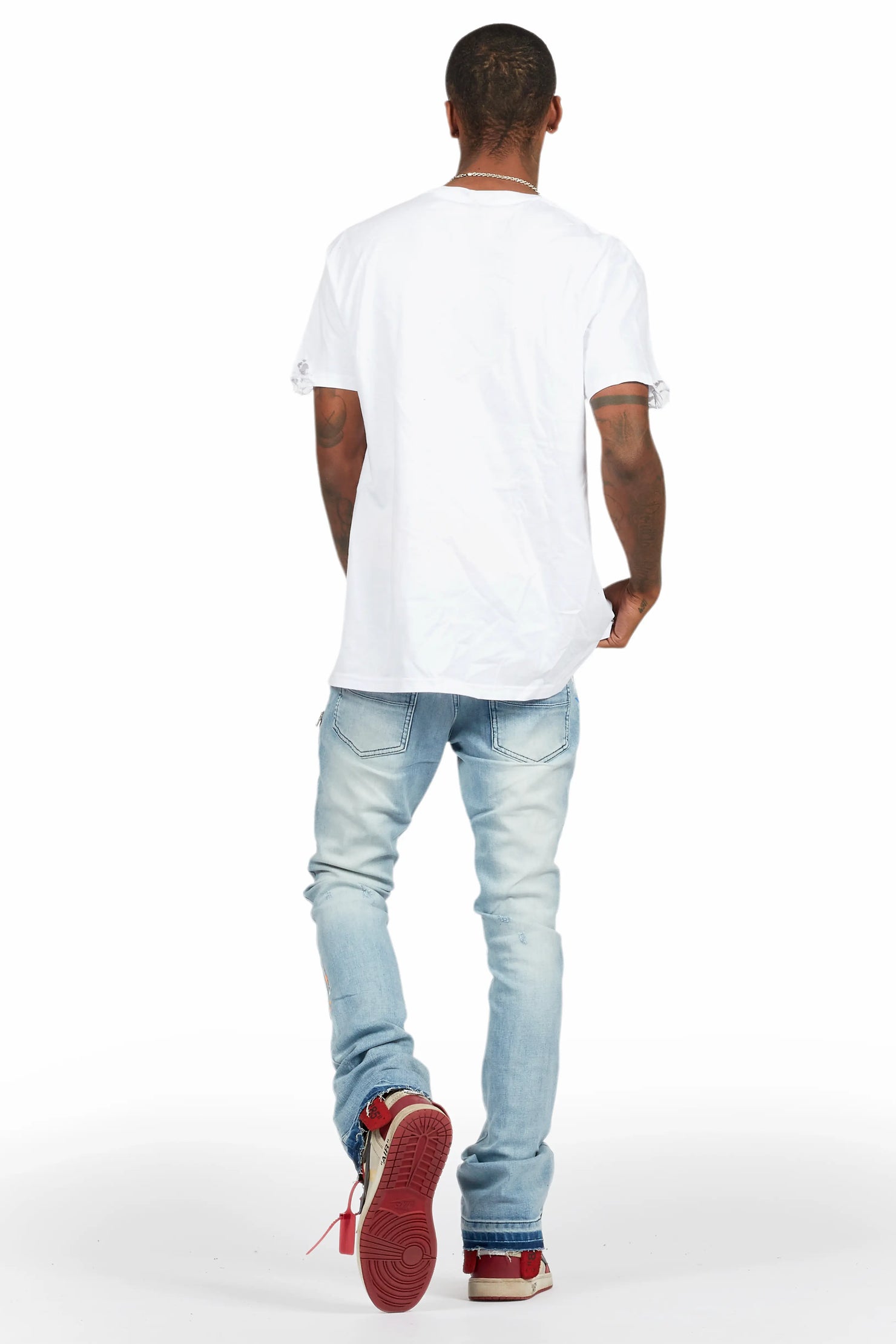 Barton White T-Shirt/Stacked Flare Jean Bundle