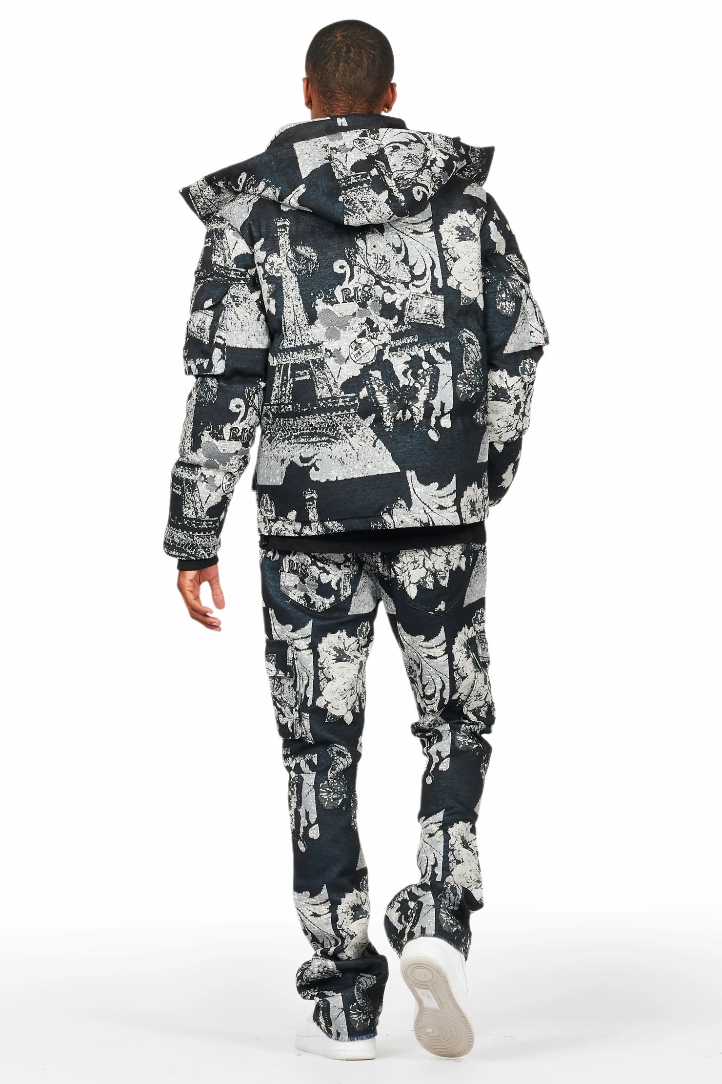 Lamont Black Tapestry Puffer Jacket