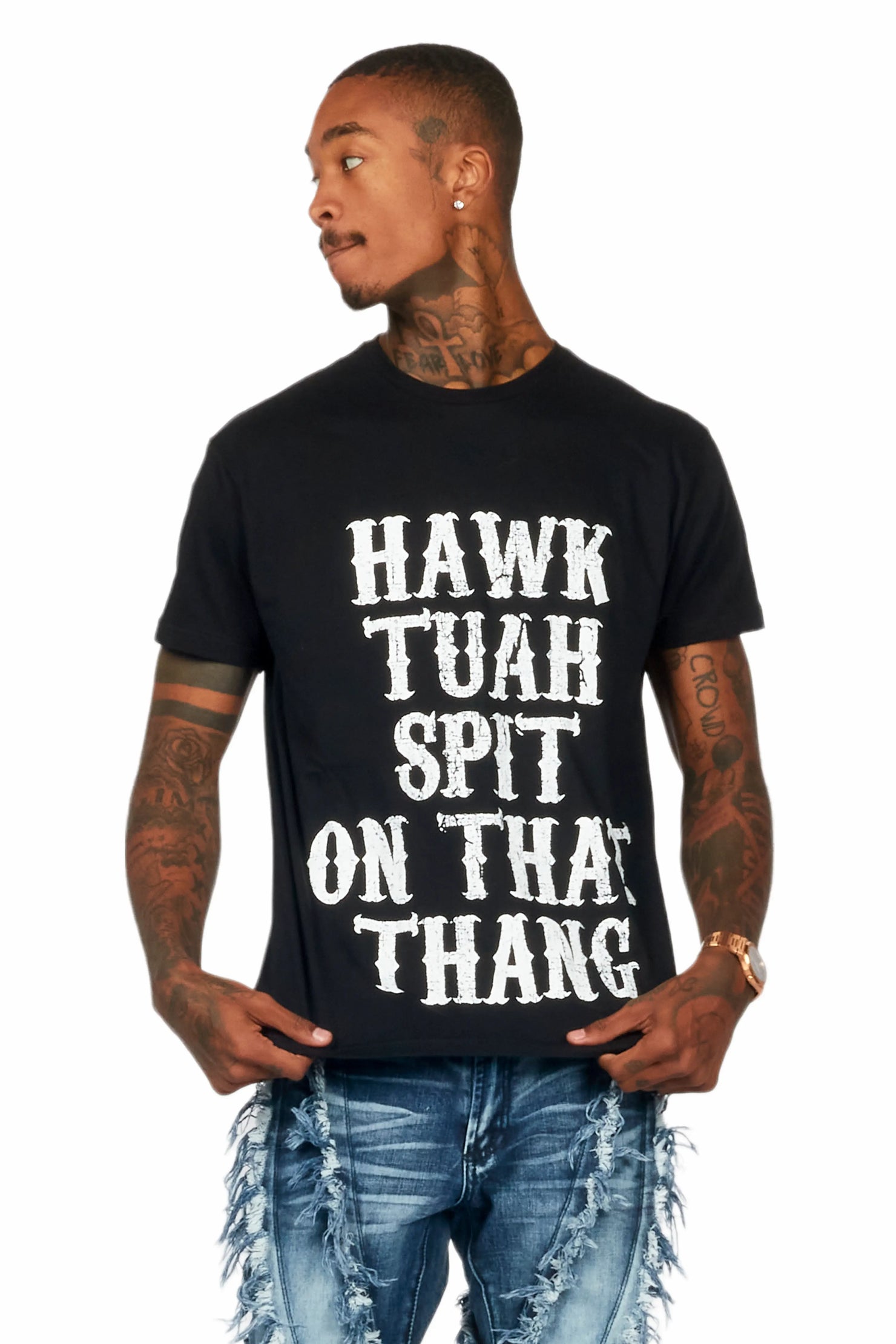 Hawk Tuah Black/White Graphic T-Shirt