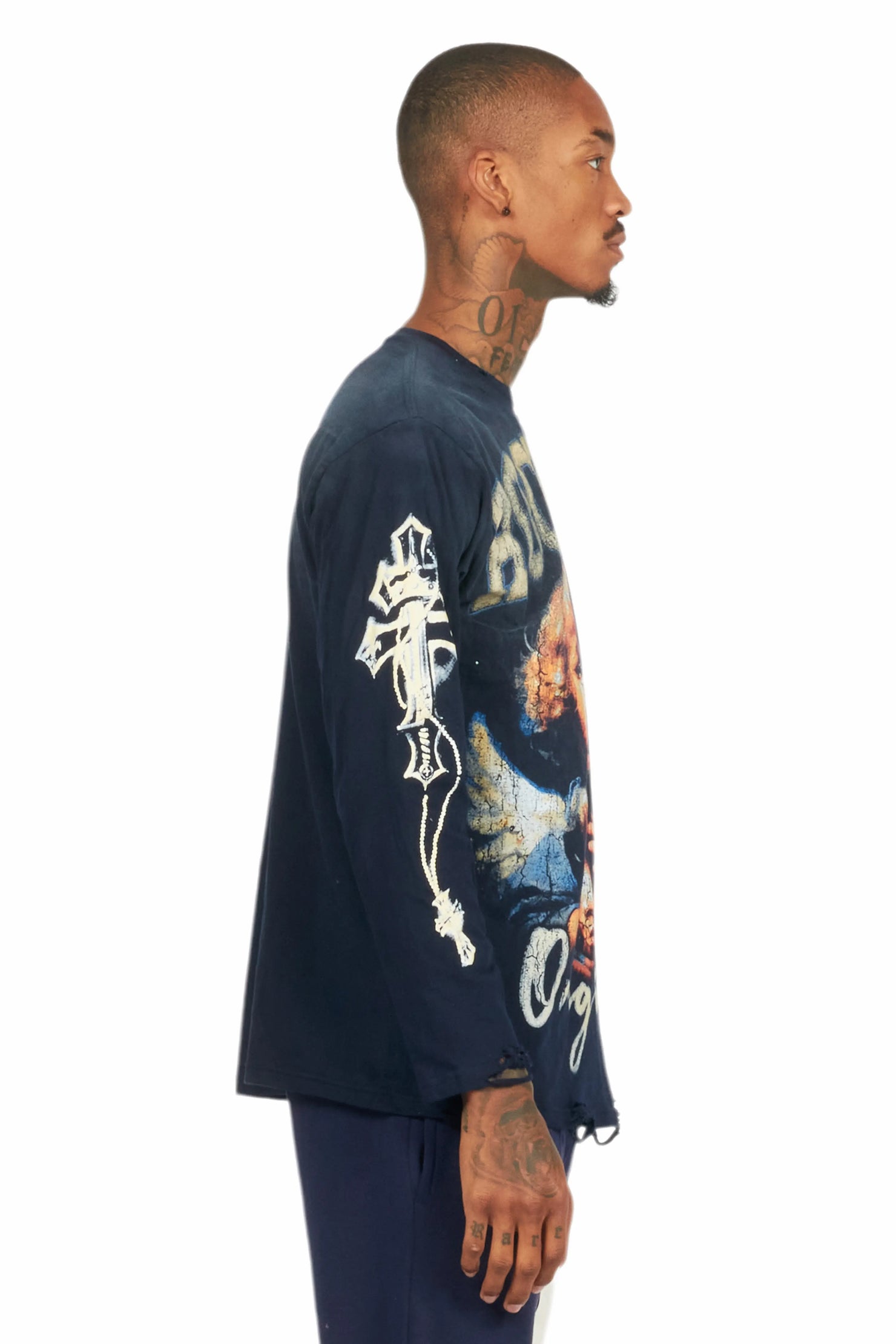 Deiter Navy Long Sleeve Graphic T-Shirt